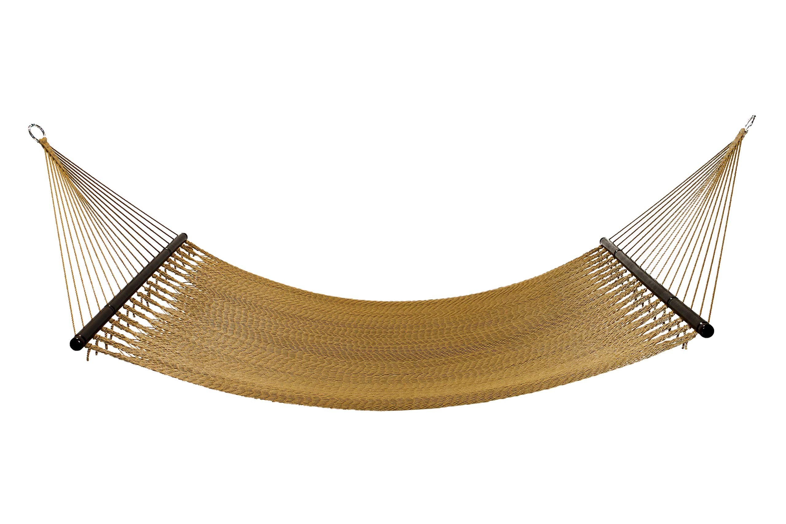 Project One12FT Polyester Soft-Spun Rope Hammock, 55 inch Large Double Wide Two Person with Spreader Bars - for Outdoor Patio, Yard, and Porch (Tan)