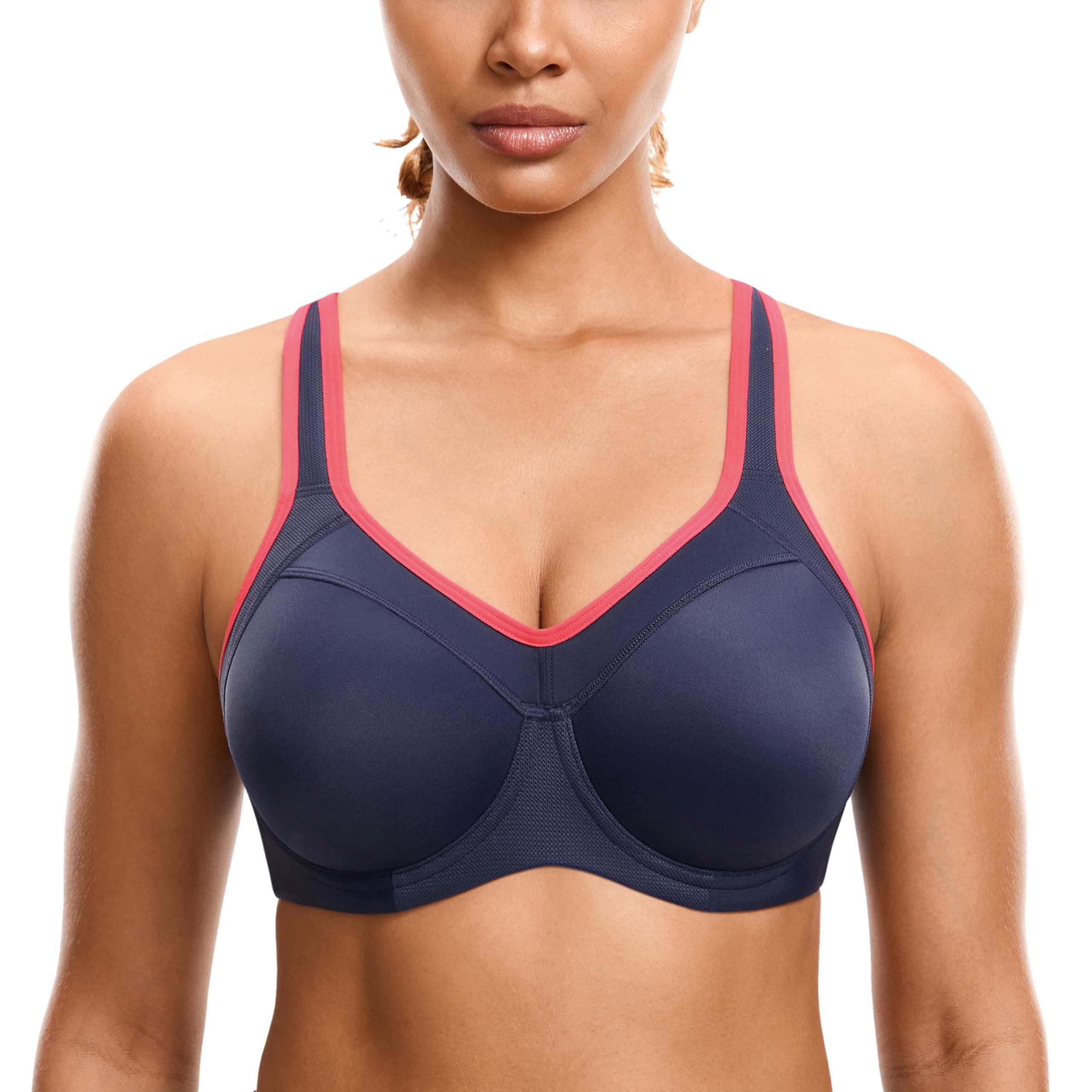 SYROKAN Women's Full Support High Impact Racerback Lightly Lined Underwire Sports Bra