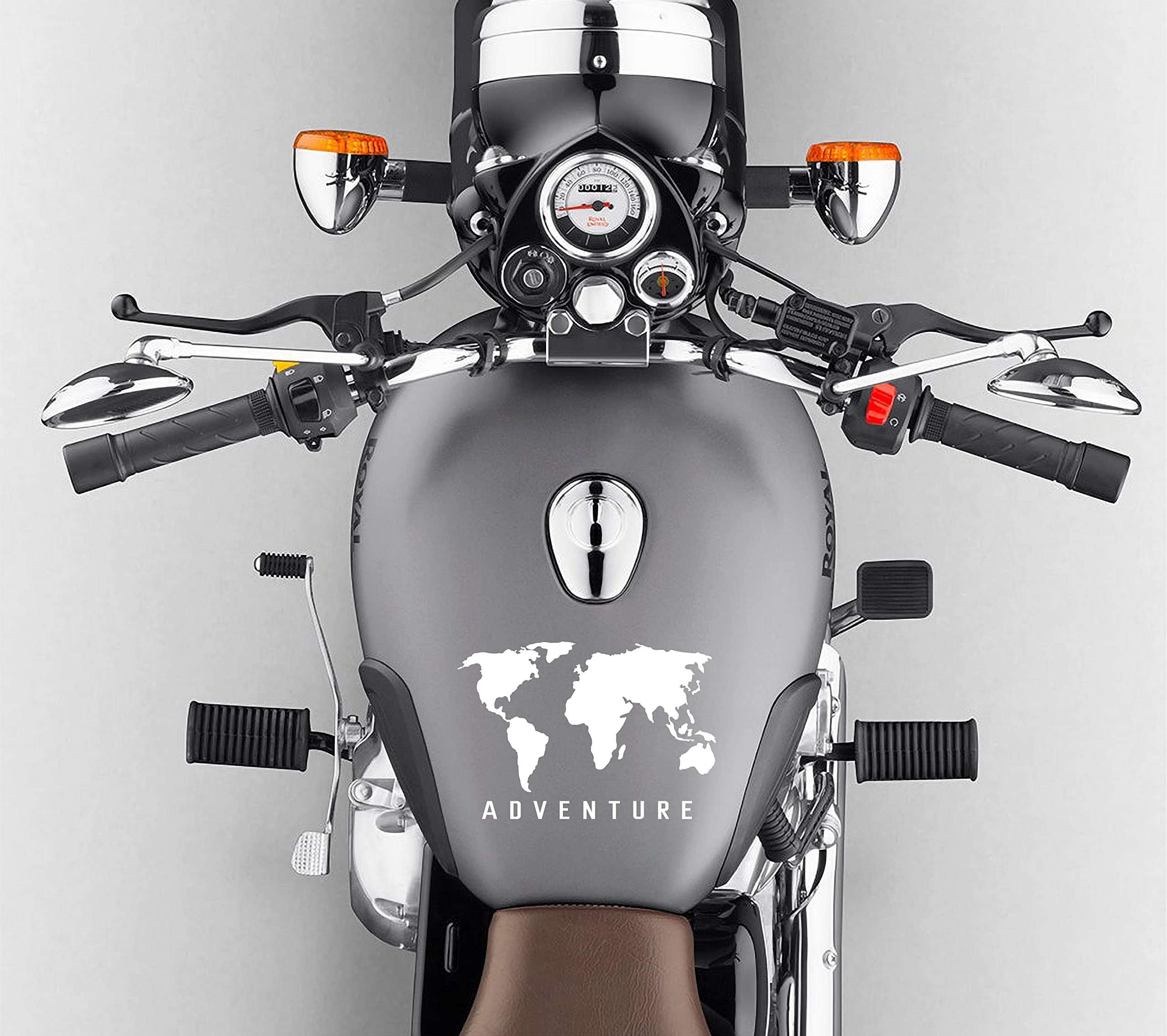 Royal Enfiled Classic 350 Tank Adventure Sticker in White Color