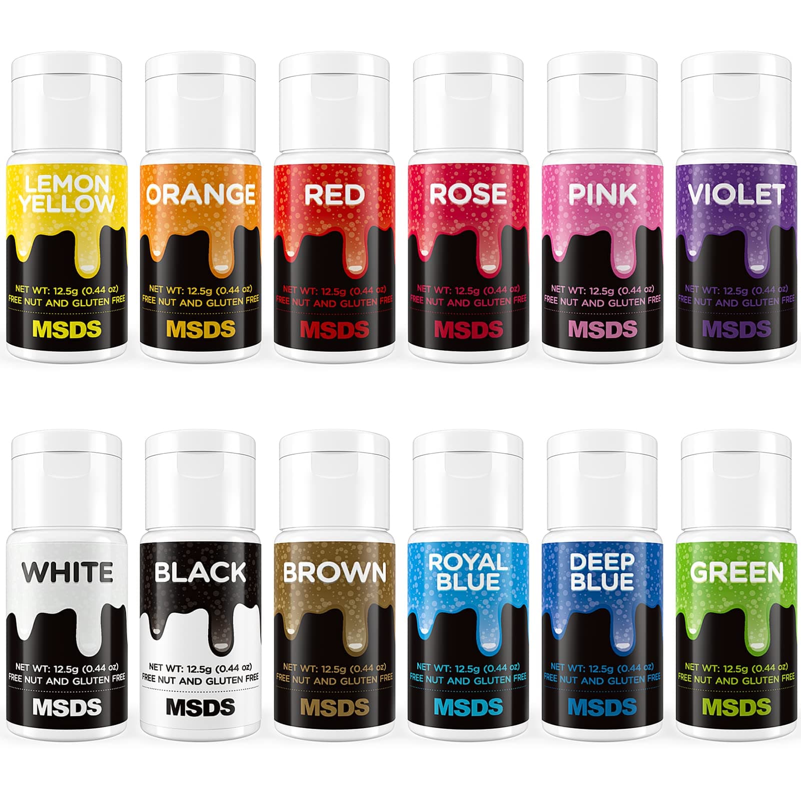 Gel Food Coloring Set 12 Color x12.5g ValueTalks Food Grade Gel Based Vibrant Gel Icing Colors Tasteless Edible Food Dye Baking Color for Cake Decorating, Fondant, Frosting, Macaron, Cookie, Slime