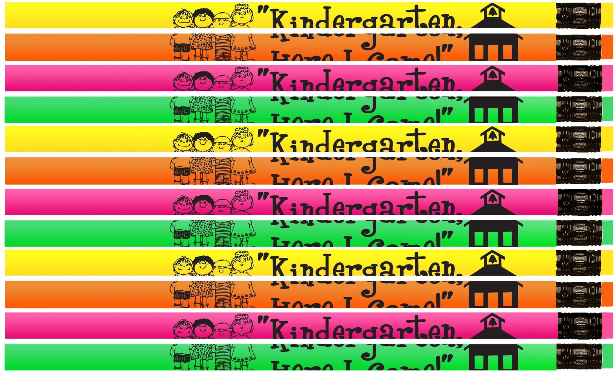 Kindergarten, Here I Come Pencils! Neon Kindergartener Pencils - 36 Qty Package - Express Pencils™