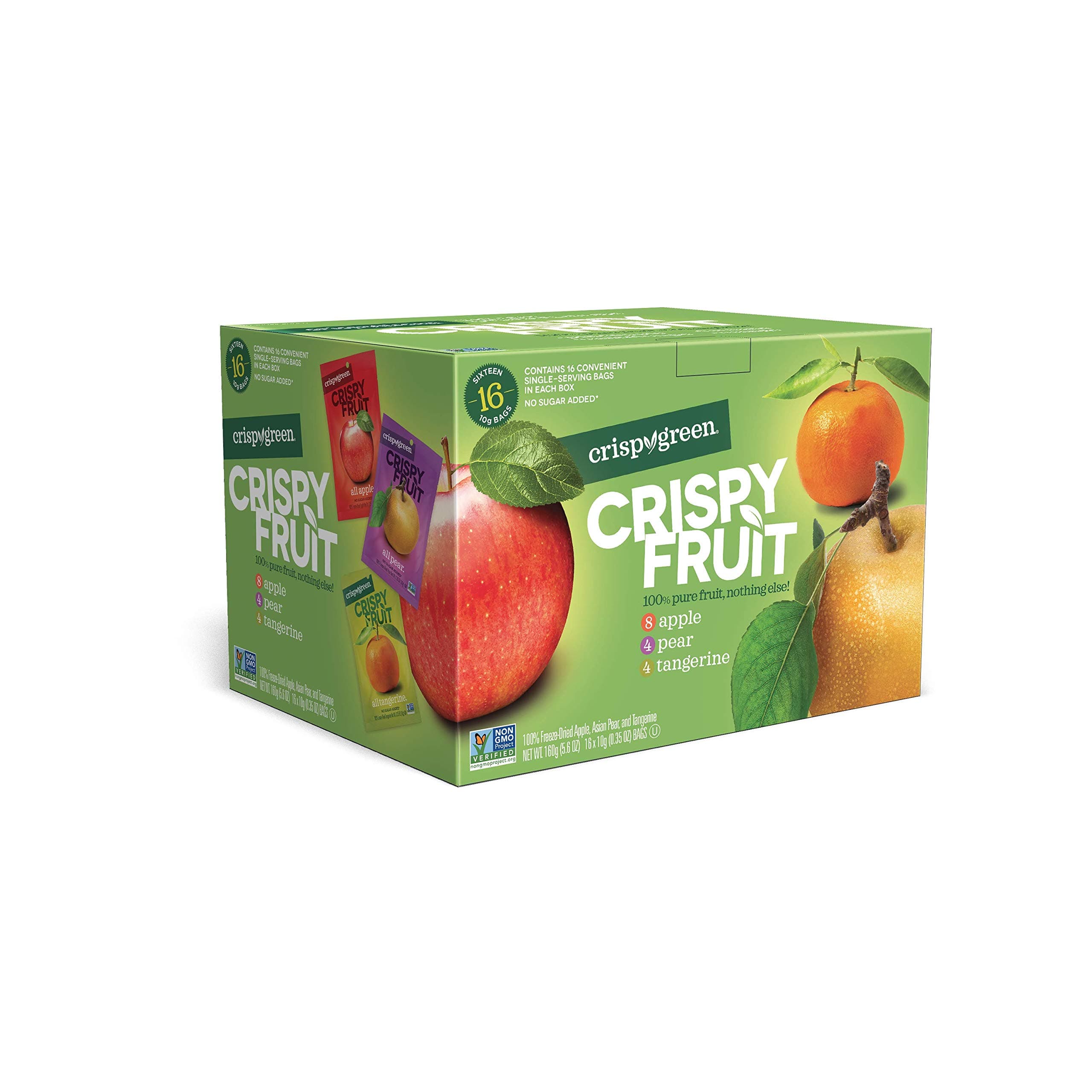 Crispy Green Freeze-Dried Fruit, Single-Serve, Variety Pack, 0.35 Ounce (Pack of 16) | Non-GMO |Gluten Free |No Sugar Added