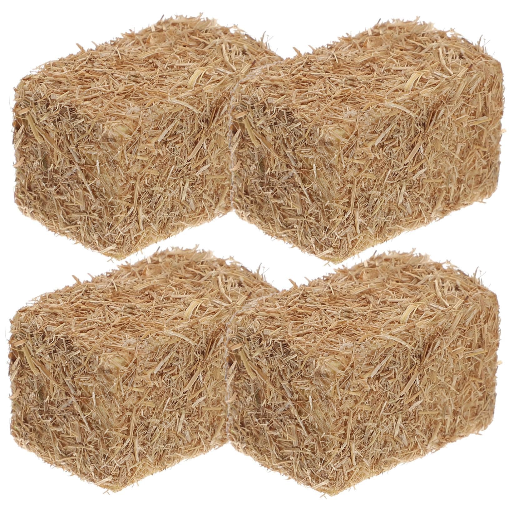 ORFOFE 4Pcs mini haystack miniature farm figures small Bales Blocks Fall decor bales for decoration garden decorations miniature farm toys house Wood child artificial