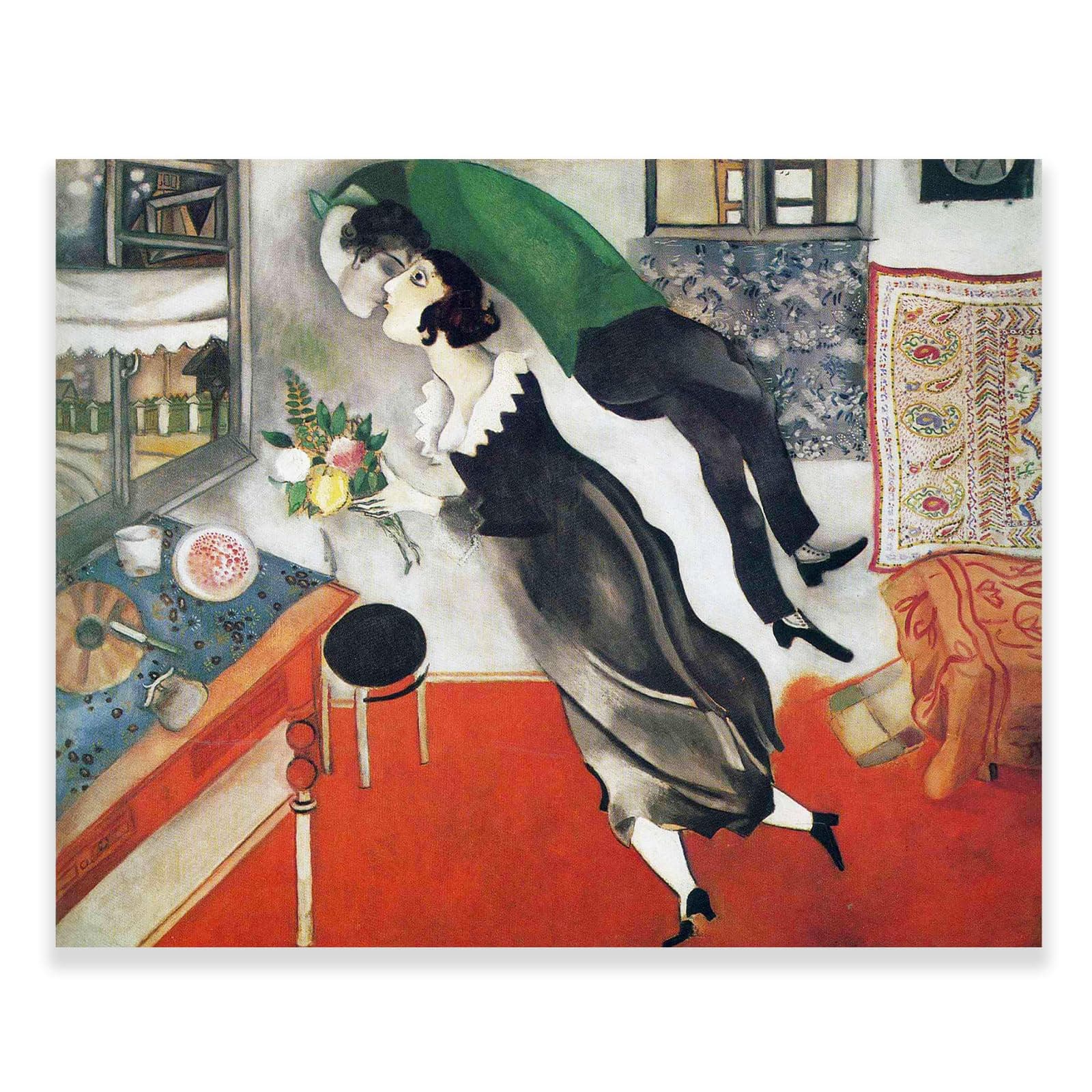 Marc Chagall Canvas Wall Art - The Birthday Art Prints Poster - Romantic Abstract Aesthetic Pictures Poster Decor for Bedroom Unframed (12x15inches/30x38cm)