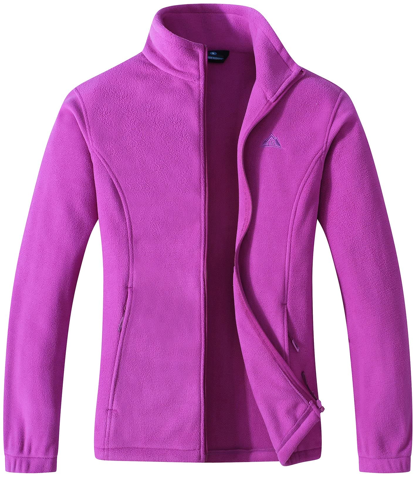 Women's Lightweight Full Zip Soft Polar Fleece Jacket Outdoor Recreation Coat With Zipper Pockets