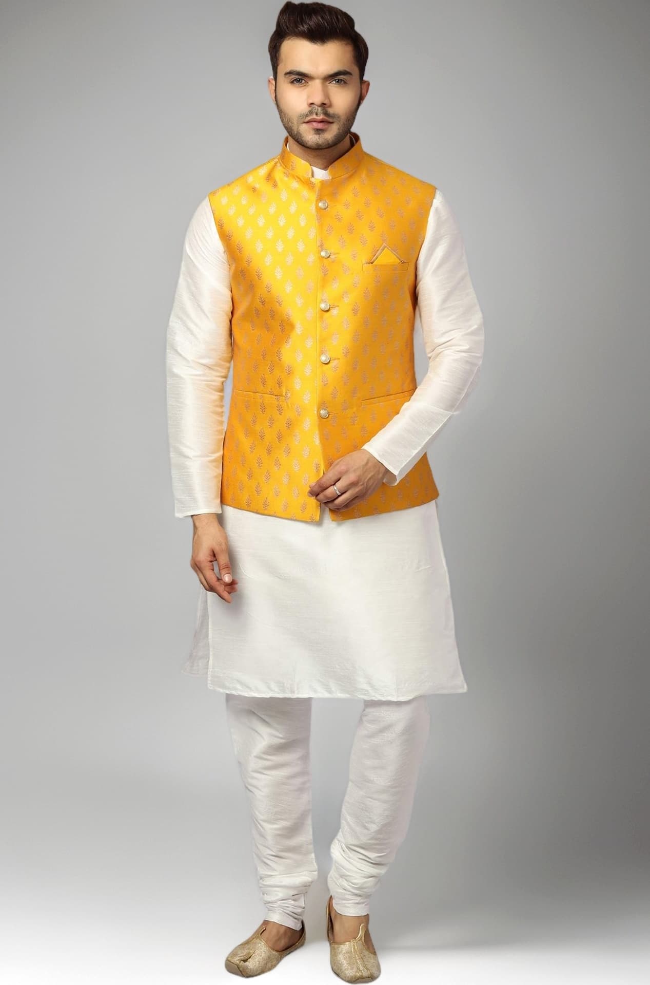 Uri and MacKenzie Men's Silk Blend Kurta Pajama with Designer Ethnic Nehru Jacket/Modi Jacket