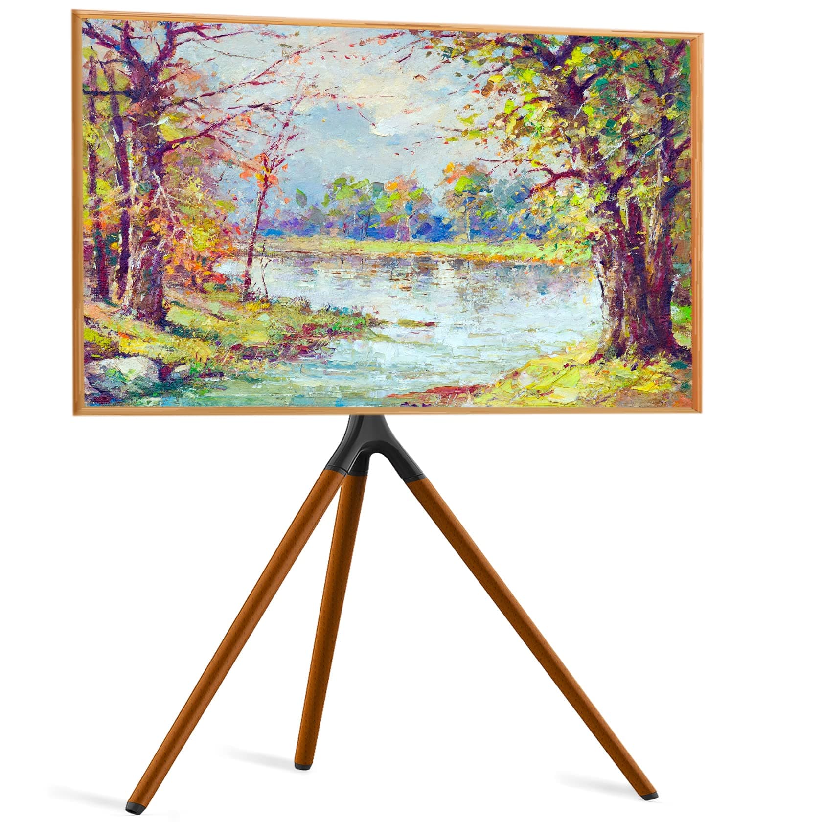 Easel TV Stand with Tripod Base for 45-65 inch Flat Screen up to 77lbs, Height Adjustable TV Stand Tripod for Living Room w/Cable Ties, 180°Swivel, Black