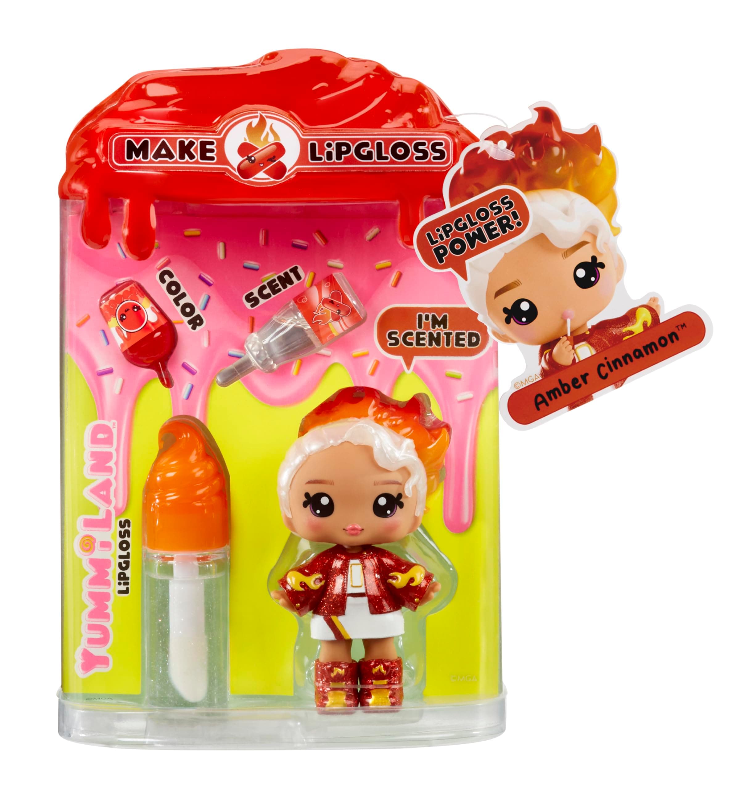 Yummiland Lip Gloss Doll - Amber Cinnamon - Includes DIY Lip Gloss Kit, Suitable for Children Ages 4+