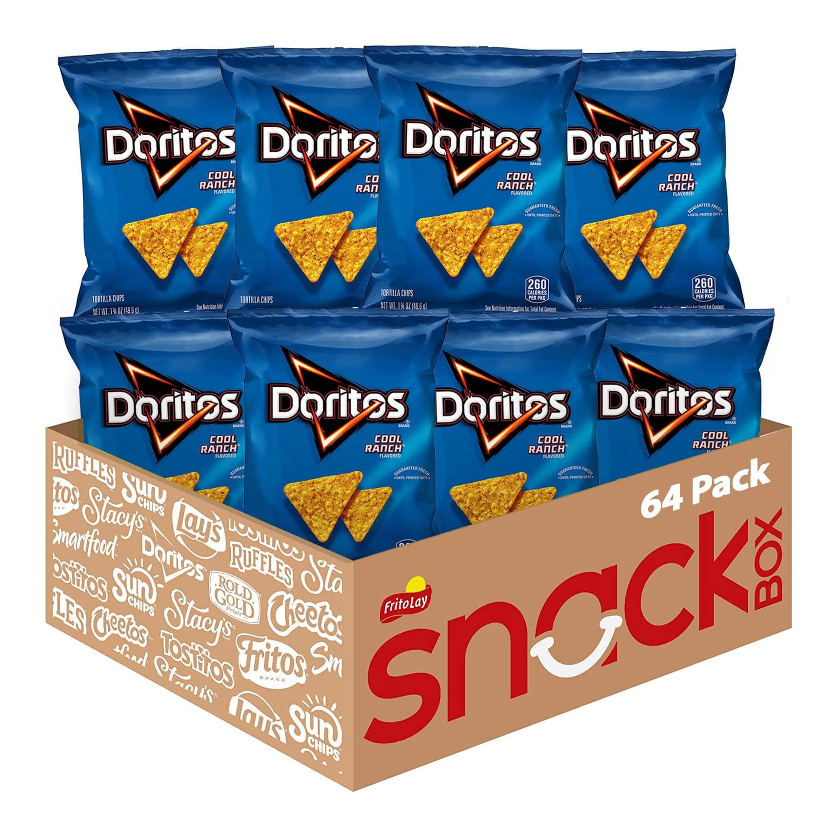 Flavored Tortilla Chips, Cool Ranch, 1.75 Ounce (Pack of 64)