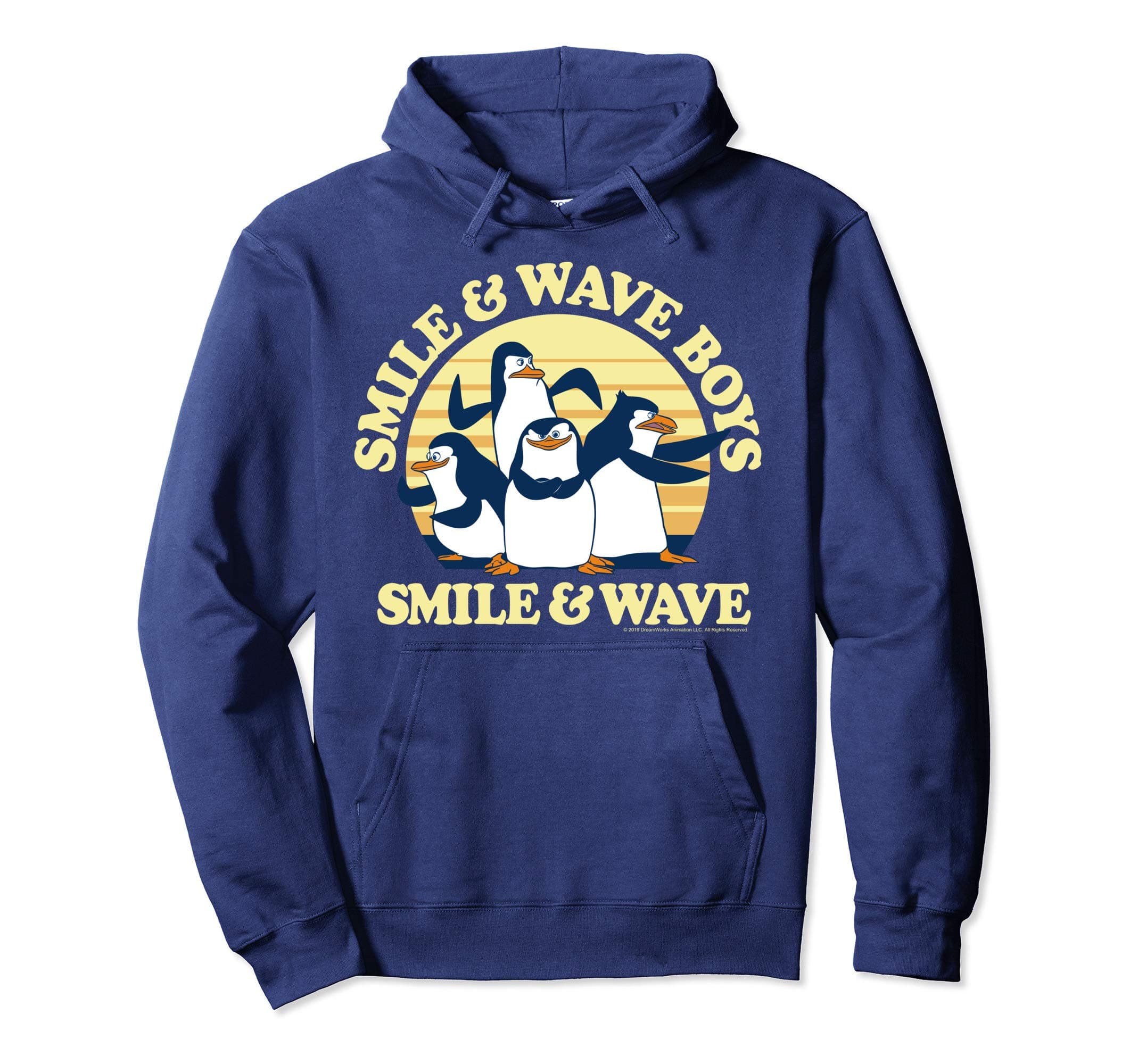 MadagascarPenguins Smile And Wave Sunset Text Poster Pullover Hoodie