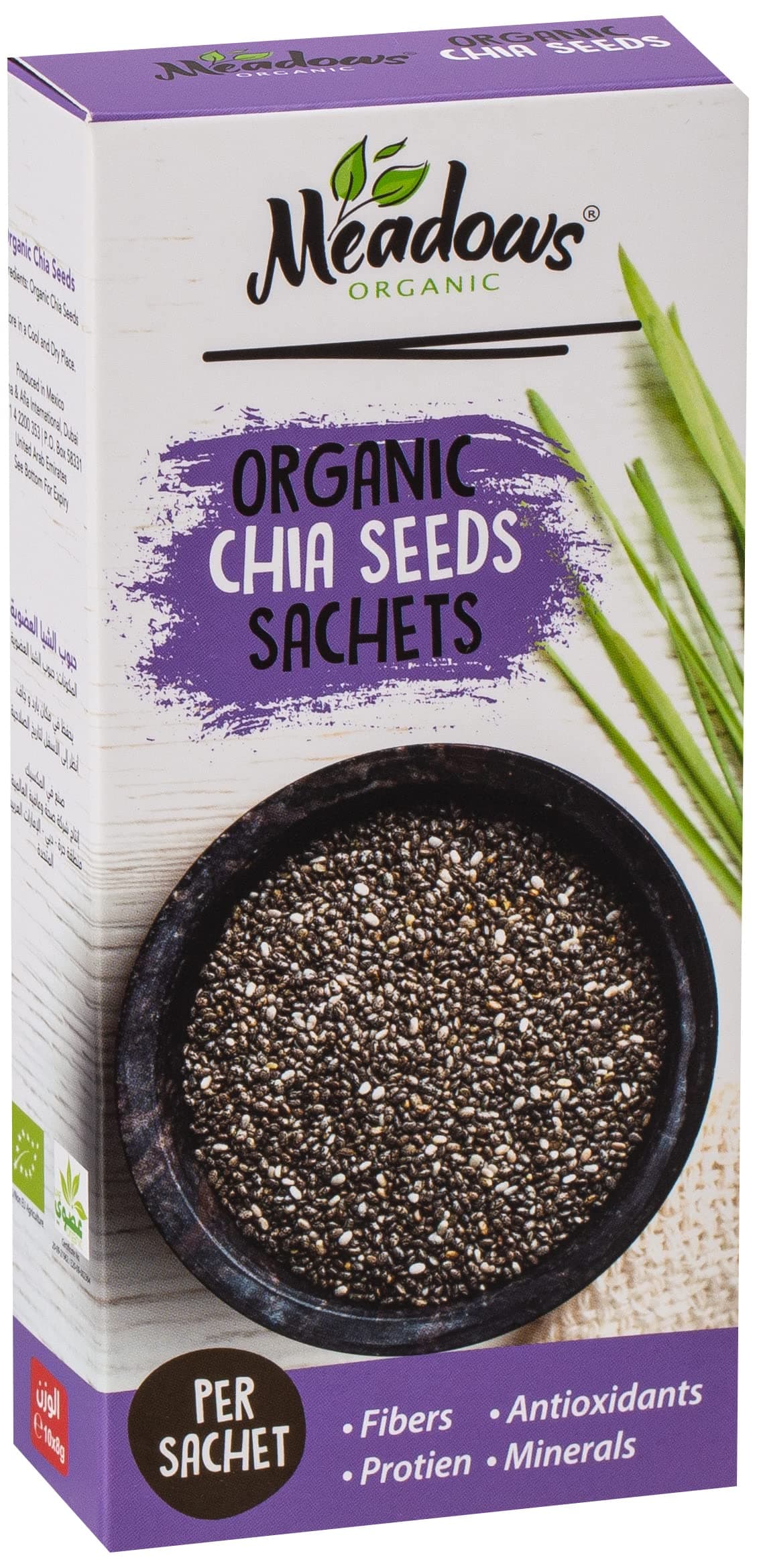 Organic Chia Seeds Sachets 80g (Box Includes10 Indiviually Wrapped Sachets , 8gm for each sachet) - High in Antioxidants, Protein, Fiber and Minerals