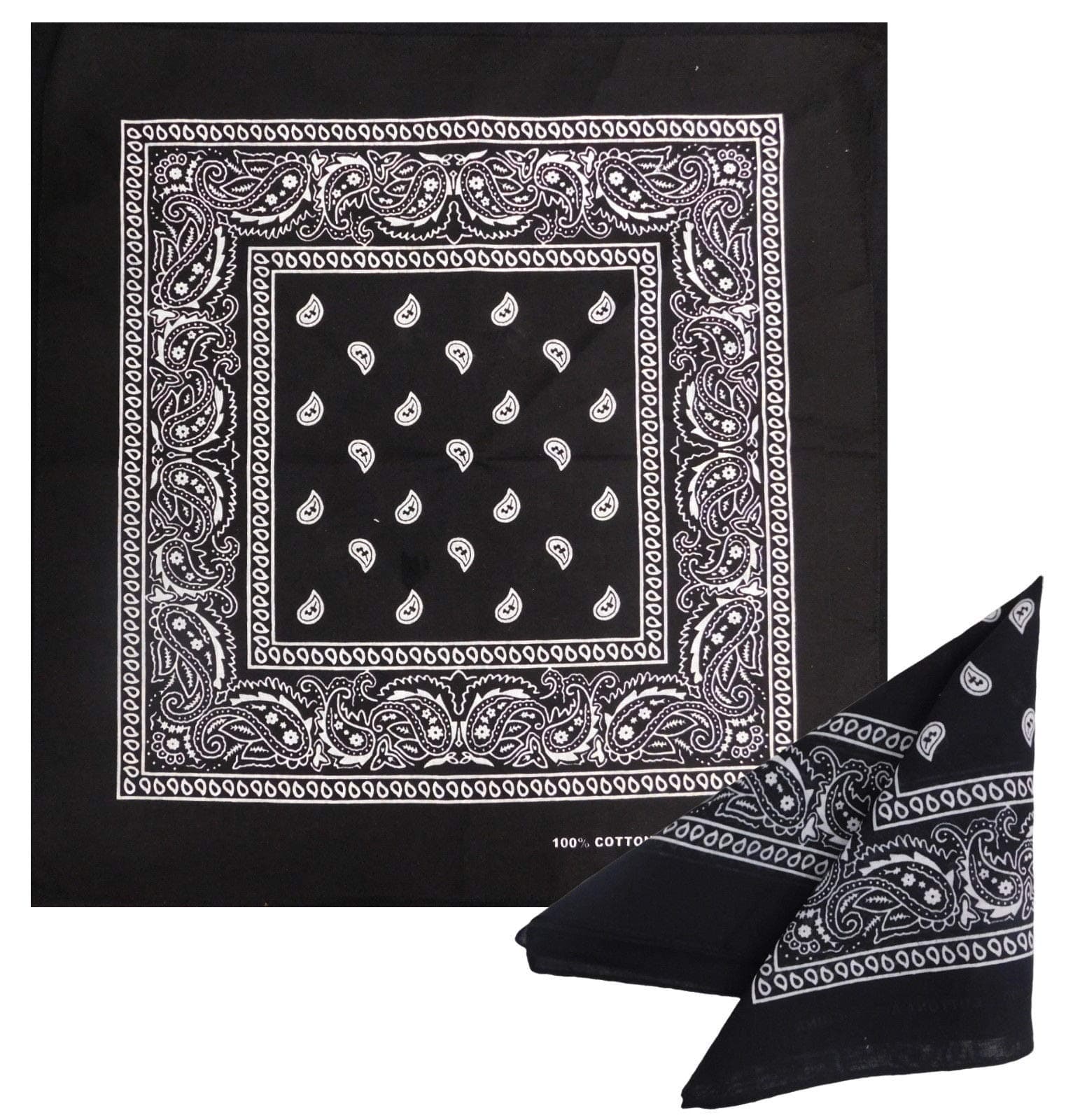 1 Dozen Paisley Bandanas 100% Cotton Double Sided Scarf (Many Colors) by M.H.I. U.S.A. Seller!!