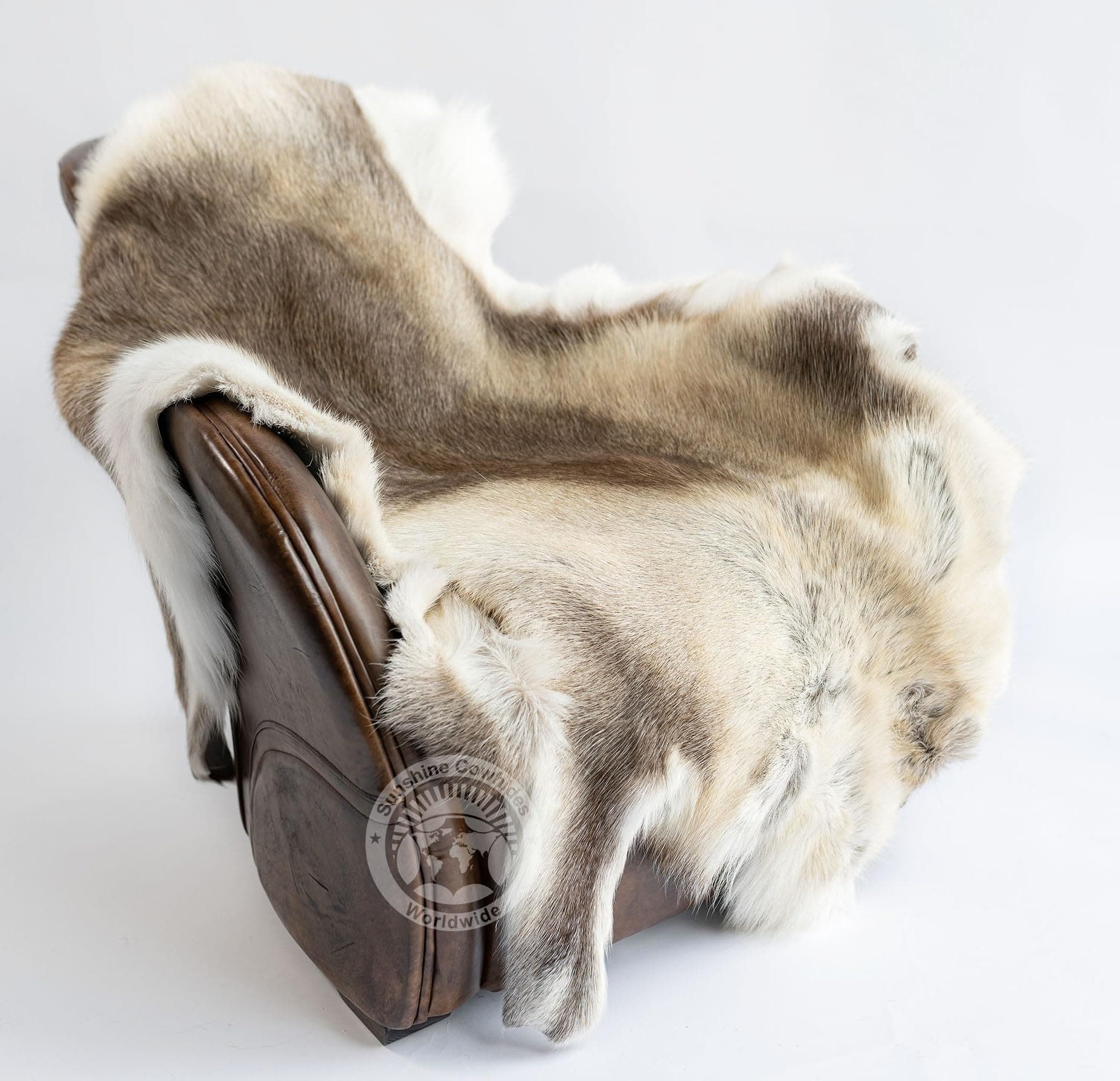 100% Genuine Nordic Reindeer Hide Rug - Greyish Animal Skin Rugs for Bedroom, Living Room, Office, & Bathroom, Premium Décor for Aesthetic Living - XL (3-4 x 4-5.5 ft)