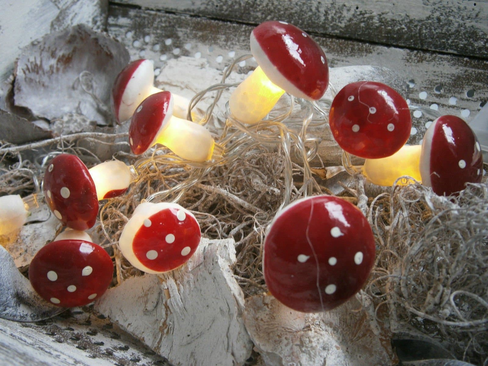 LED Mushroom Light |String Decorative Lights| Wire |Garland| Shabby Chic| Autumn