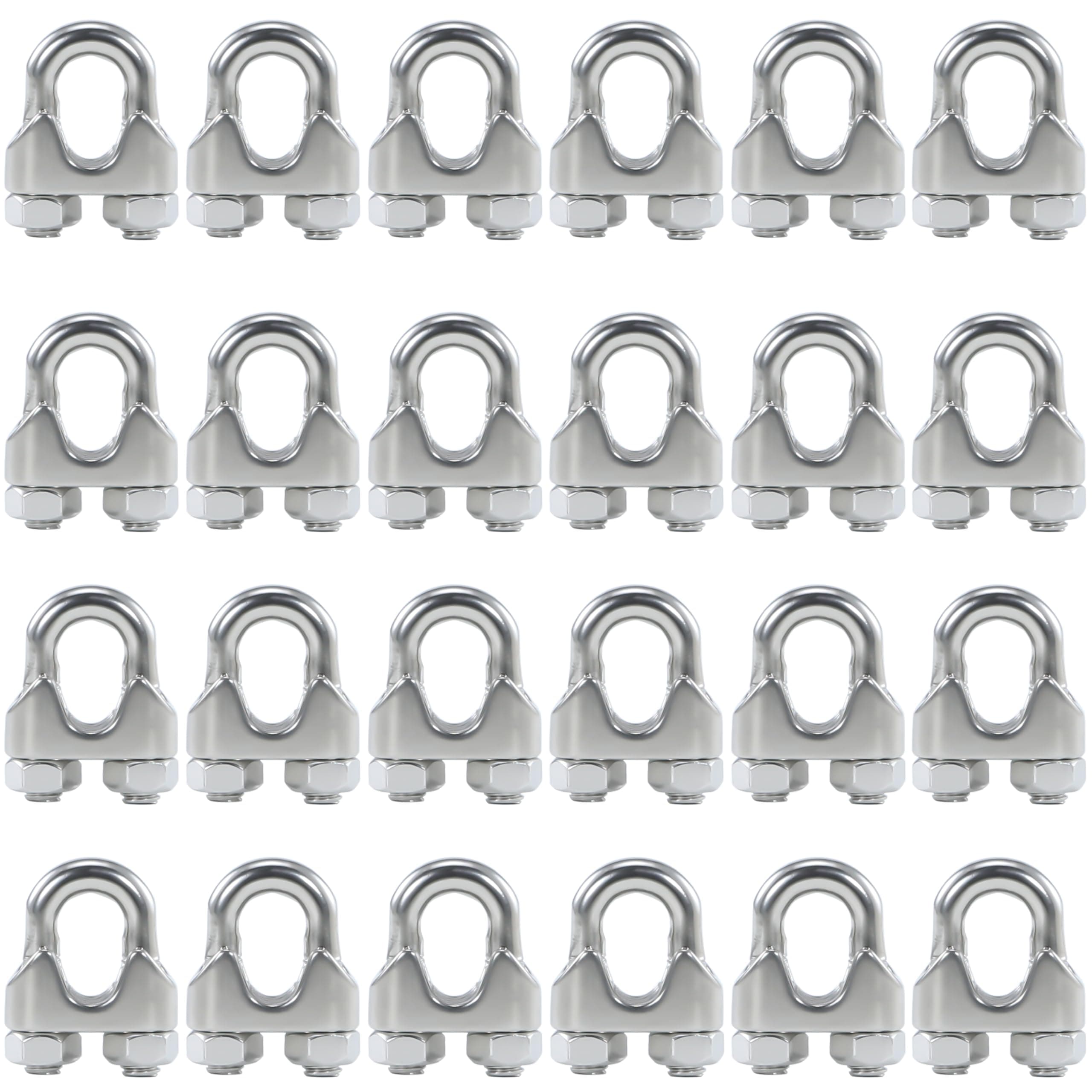 24PCS M4 5/32 Inches Stainless Steel Wire Rope Cable Clip Clamp