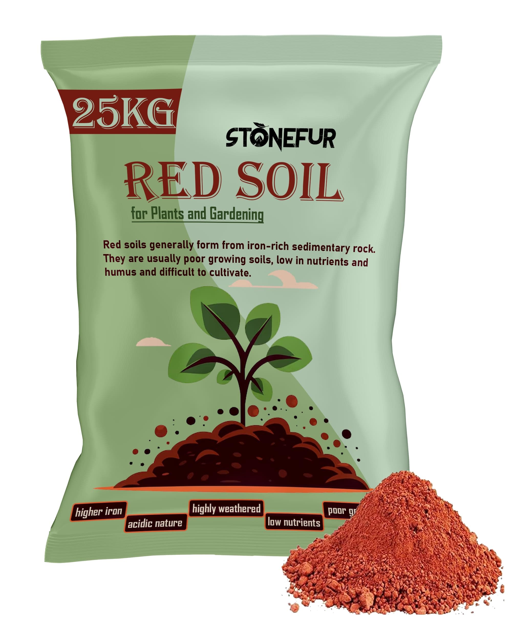 STONEFUR Garden Red Soil for Plants - 25 Kg | Fertilizer for Plants | Manure for Home Gardening