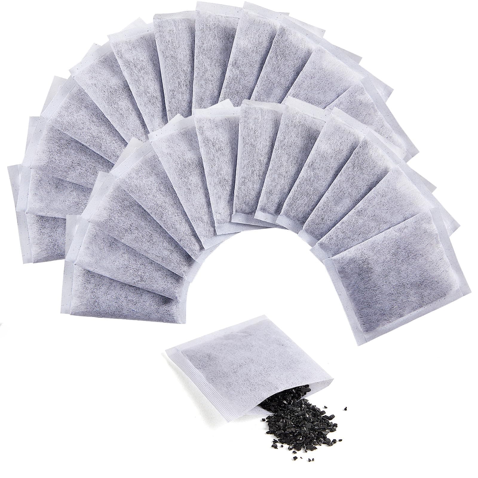 24pcs Activated Charcoal Water Filters, Coconut Shell, Chemical-Free, Odor Absorbing, Carbon Filter Replacements for Distillers, One Year Supply