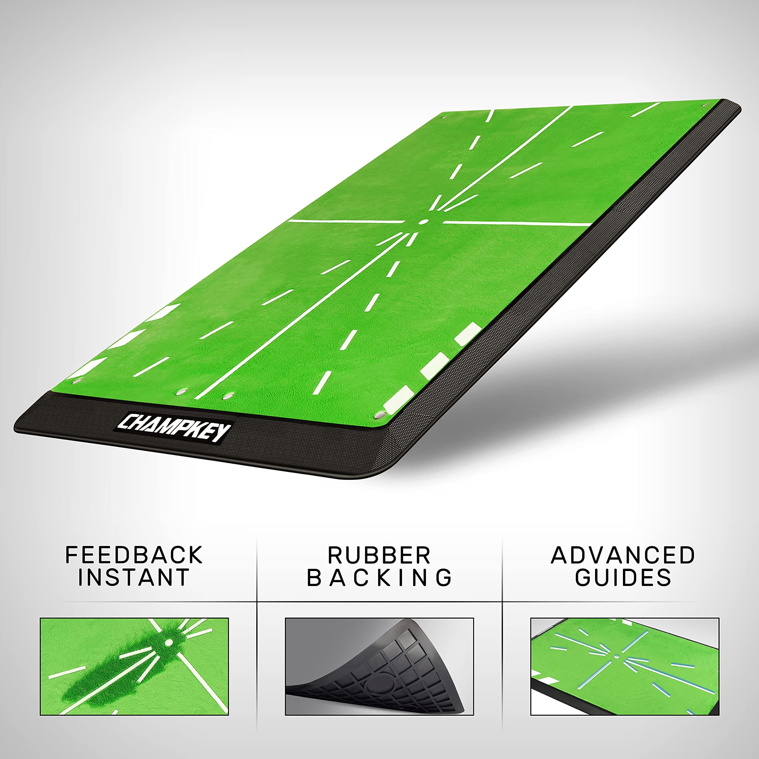 CHAMPKEY Premium Golf Impact Mat 1.0 Edition | Analysis Swing Path and Correct Hitting Posture Golf Practice Mat | Advanced Guide and Rubber Backing Golf Hitting Mat