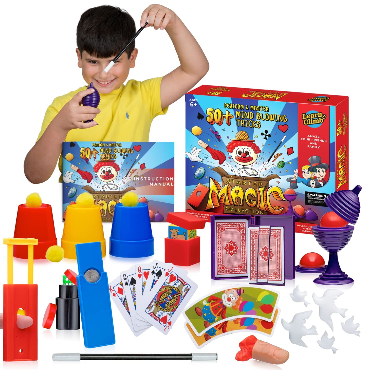 Learn & Climb Beginner Magic Kit for Kids Ages 4-8: Perform 50+ Amazing Tricks