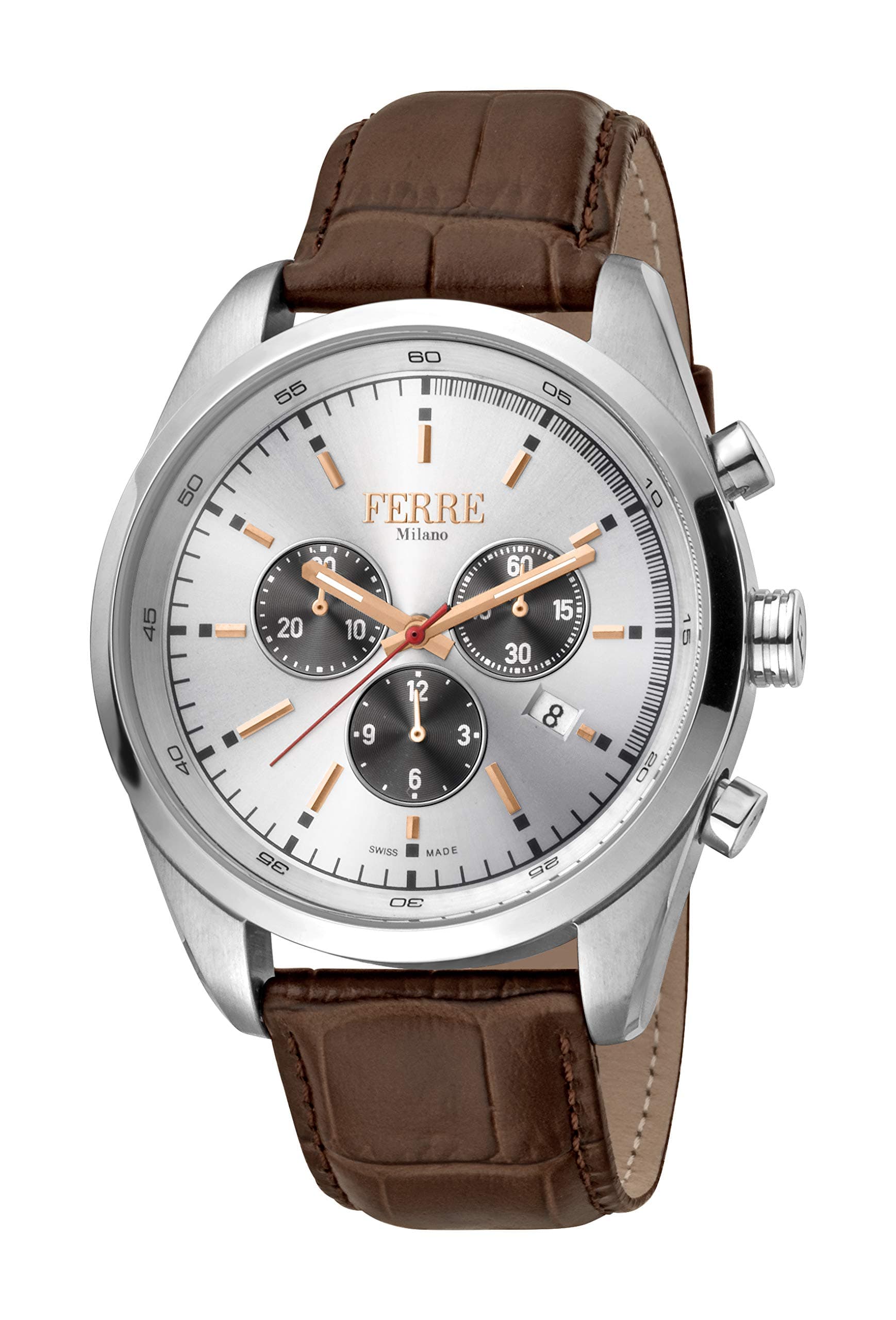 Ferre Milano Men's FM1G129L0011 Swiss Made Brown Leather Strap Watch