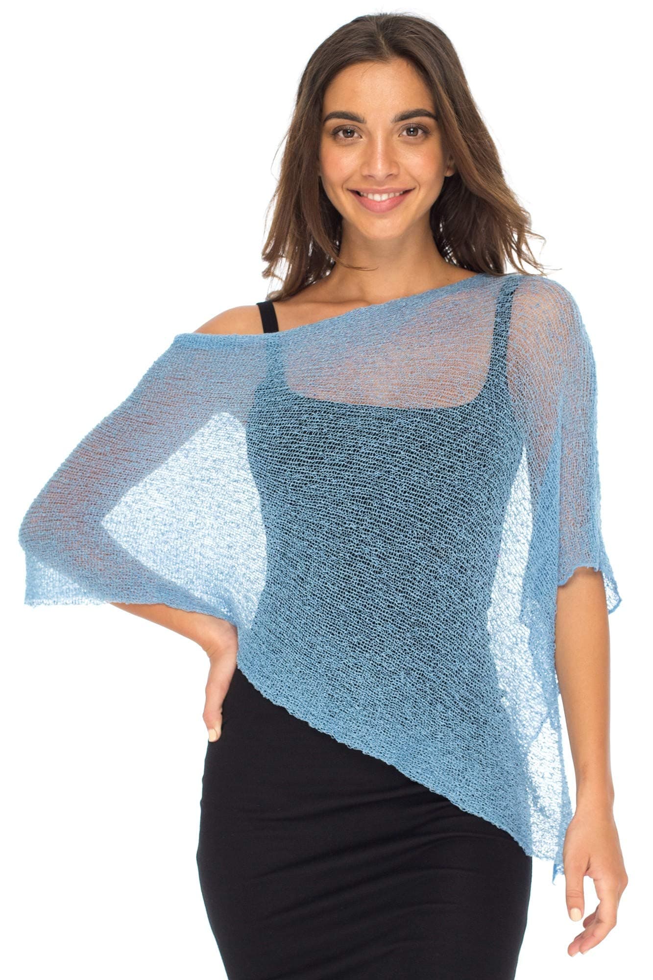 Back From Bali Womens Sheer Poncho Shrug Bolero, Lightweight Summer Shrug Pullover Sweater