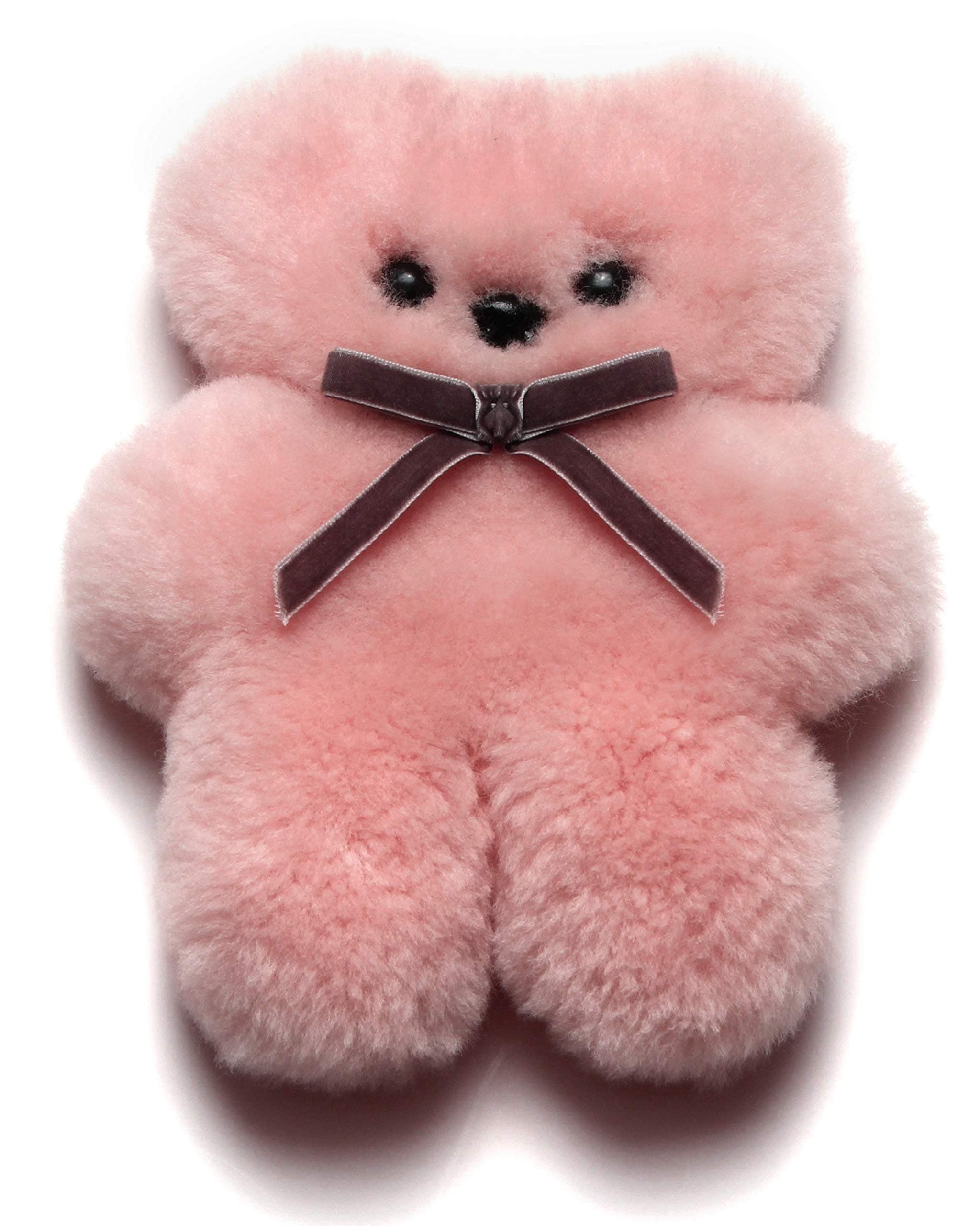 100% Australian Soft Sheepskin Little Cuddle Bear, 8 Inches (Rose)