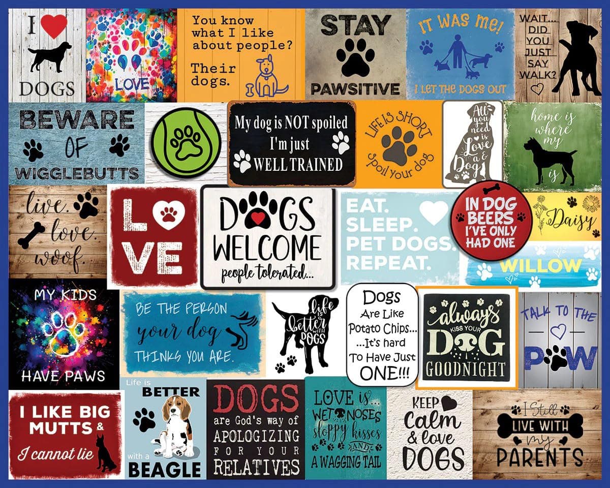 1000 Piece Jigsaw Puzzle Dog Quotes Collage Puzzles with Large Pieces Gift for Adults and Family 24"x30" - I Love Dogs