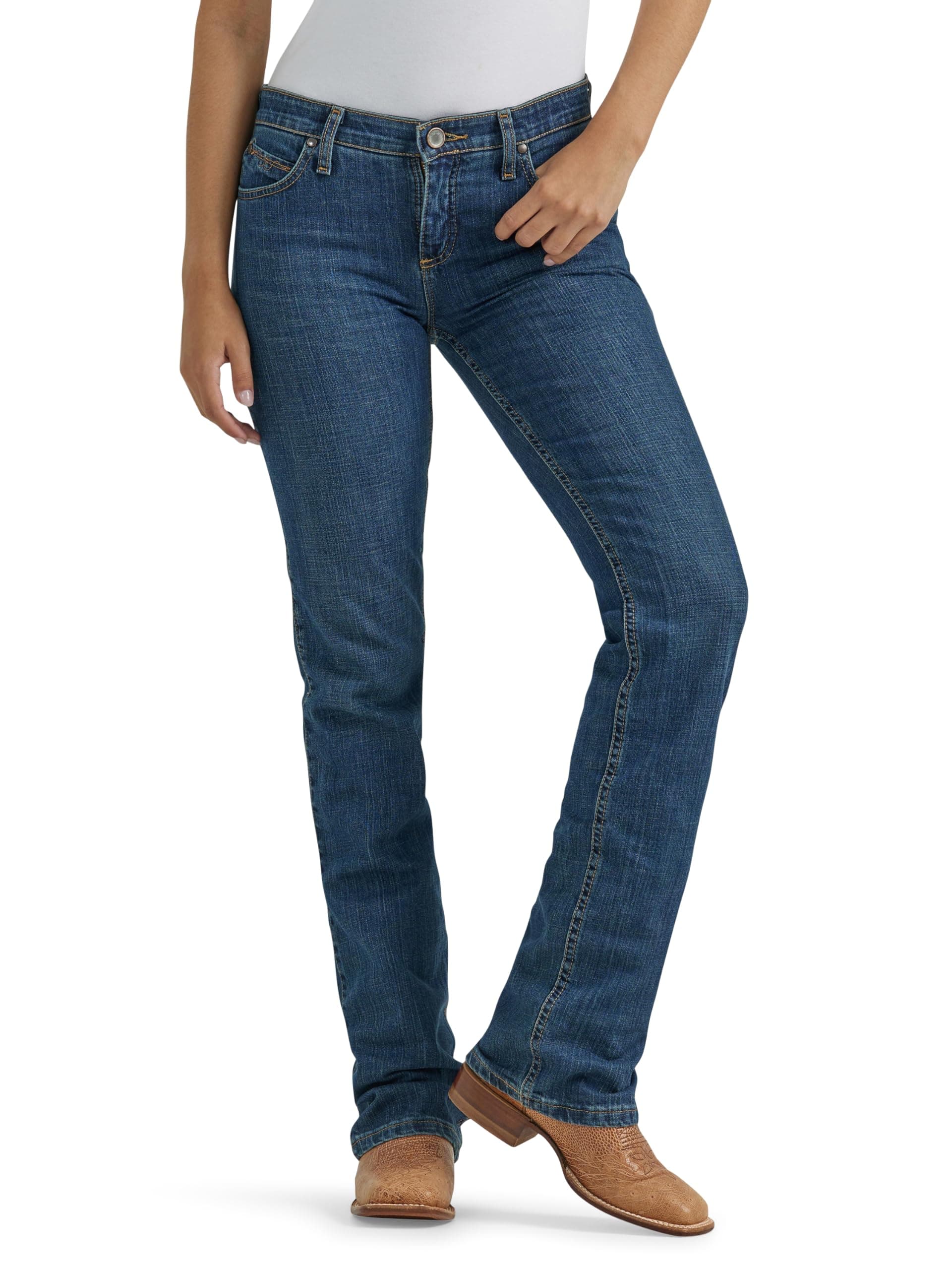 Wrangler Women's Q-Baby Plus Size Mid Rise Boot Cut Ultimate Riding Jean