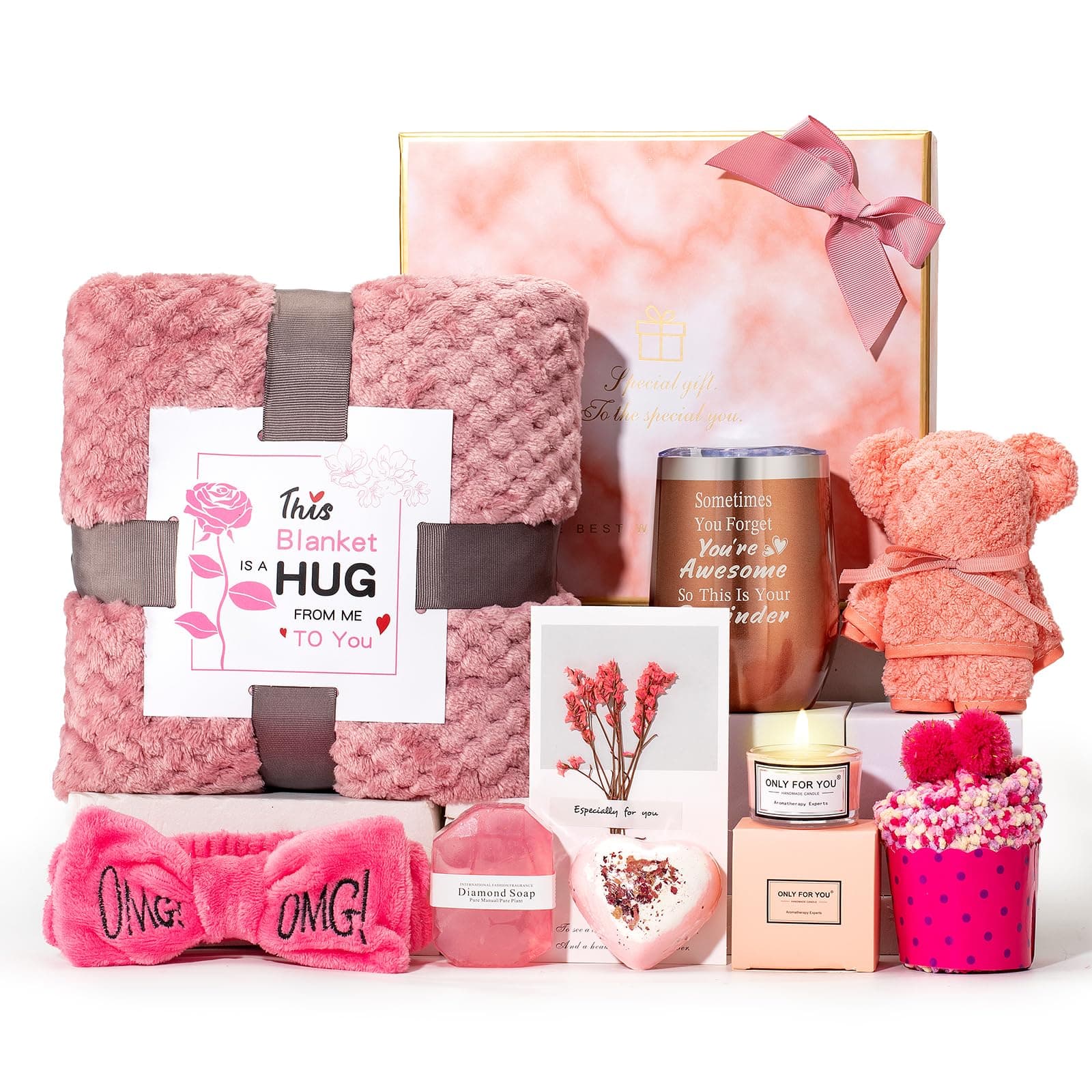 Birthday Gifts for Women,Pink Gifts Box for Women Gifts Basket Care Package G...