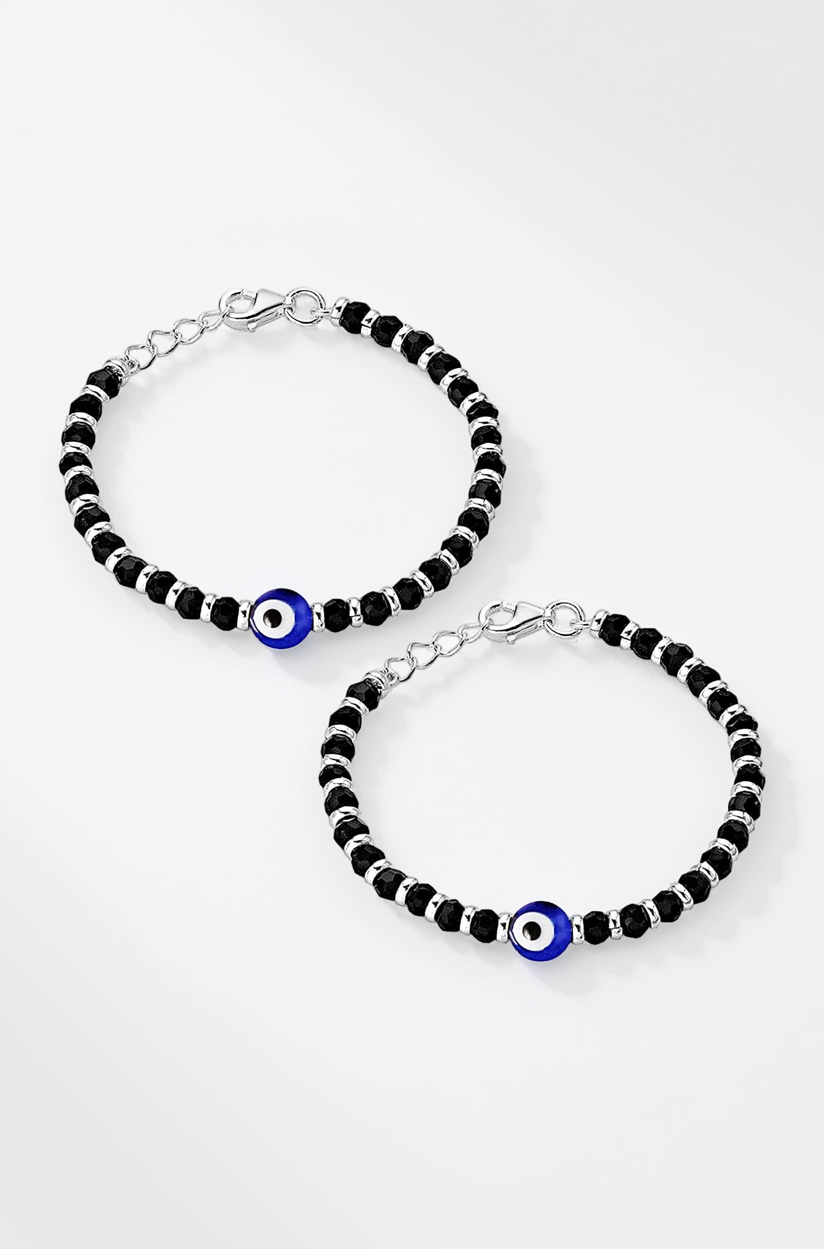 925 Sterling Silver Evil Eye Black Bead Crystal Nazariya Bangle/Bracelet For New Born Baby Boys and Girls