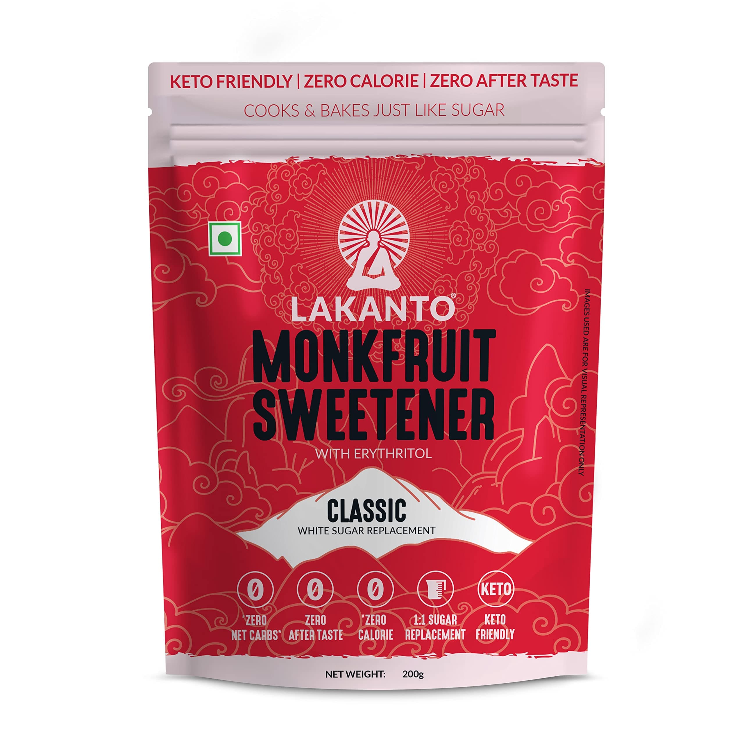 - Classic Japanese's Monk Fruit Sweetener with Erythritol, 200g || White Sugar Substitute, Zero Calorie, Keto Diet Friendly, Zero Net Carbs, Baking, Extract, Sugar Replacement | Sugar Free