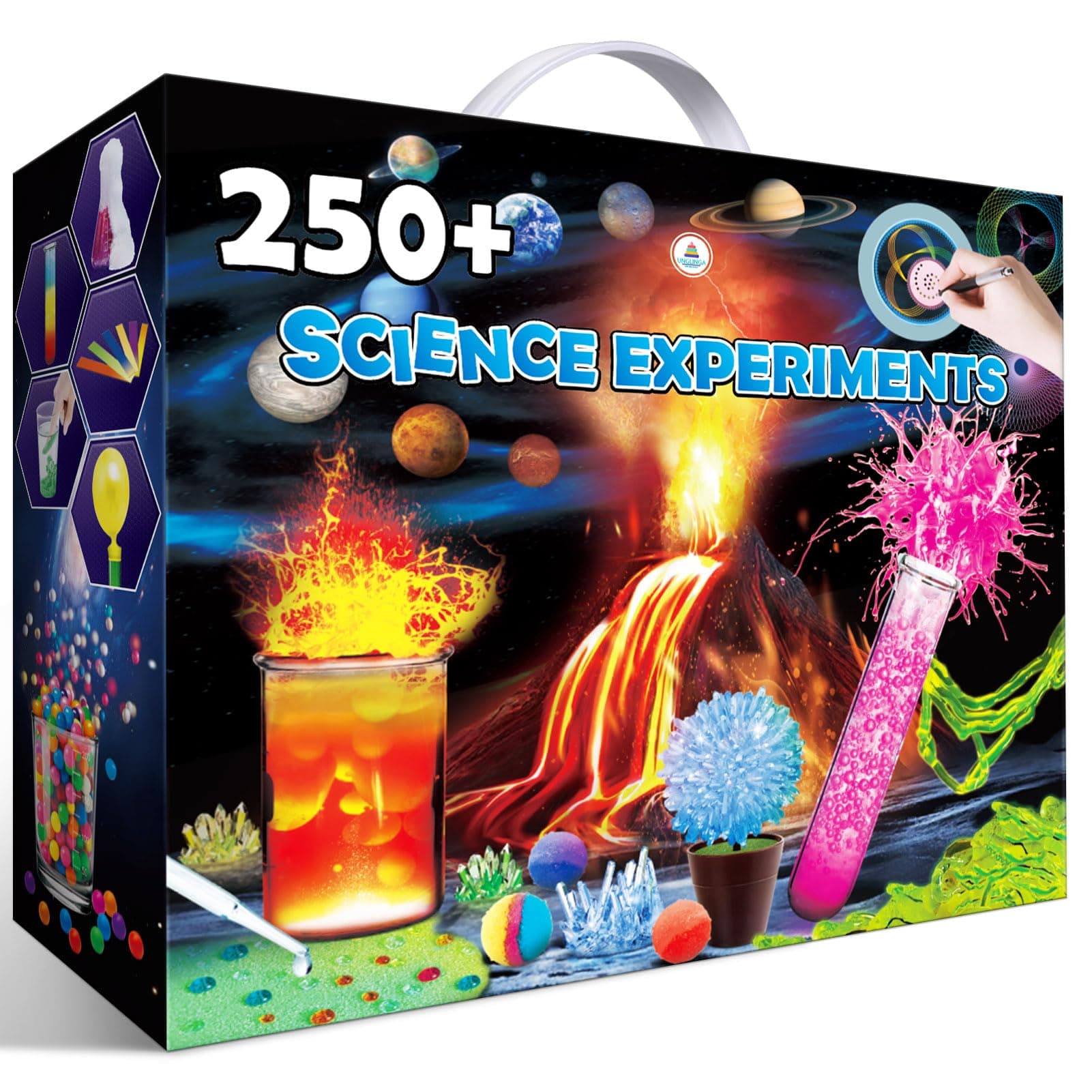 UNGLINGA 250+ Science Experiments Kits for Kids, Boys Girls Toys Birthday Gifts Ideas, Chemistry Set, S.T.E.M Activities Educational Project, Volcano Scientist Kit