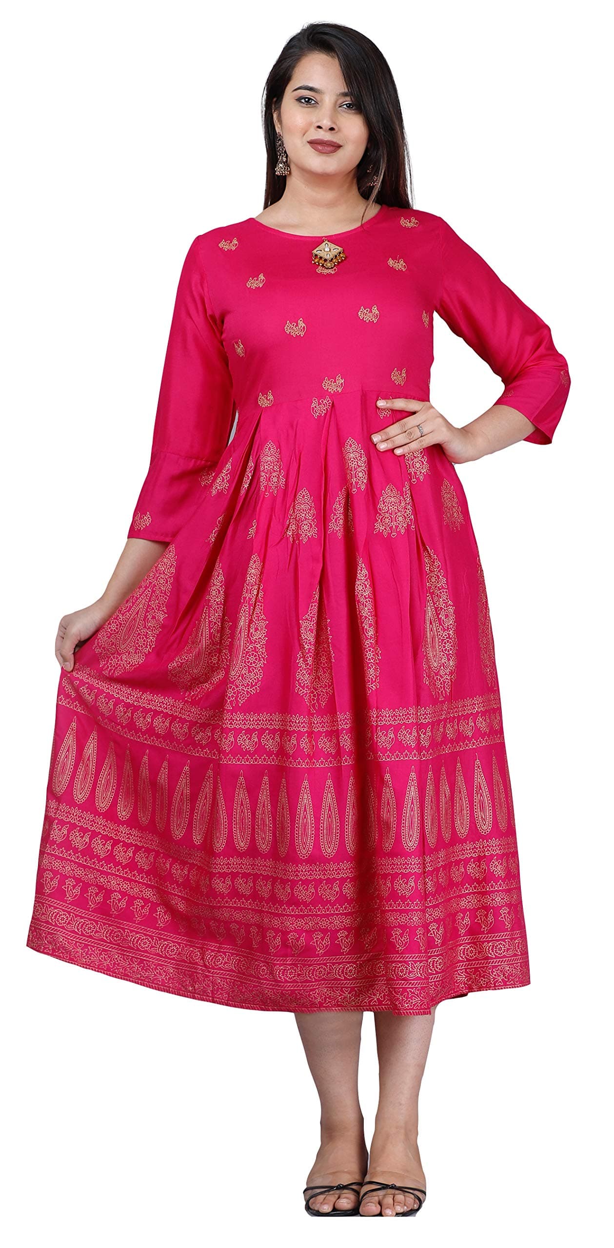 FRILLE Women's Rayon Embroidered Anarkali Kurta