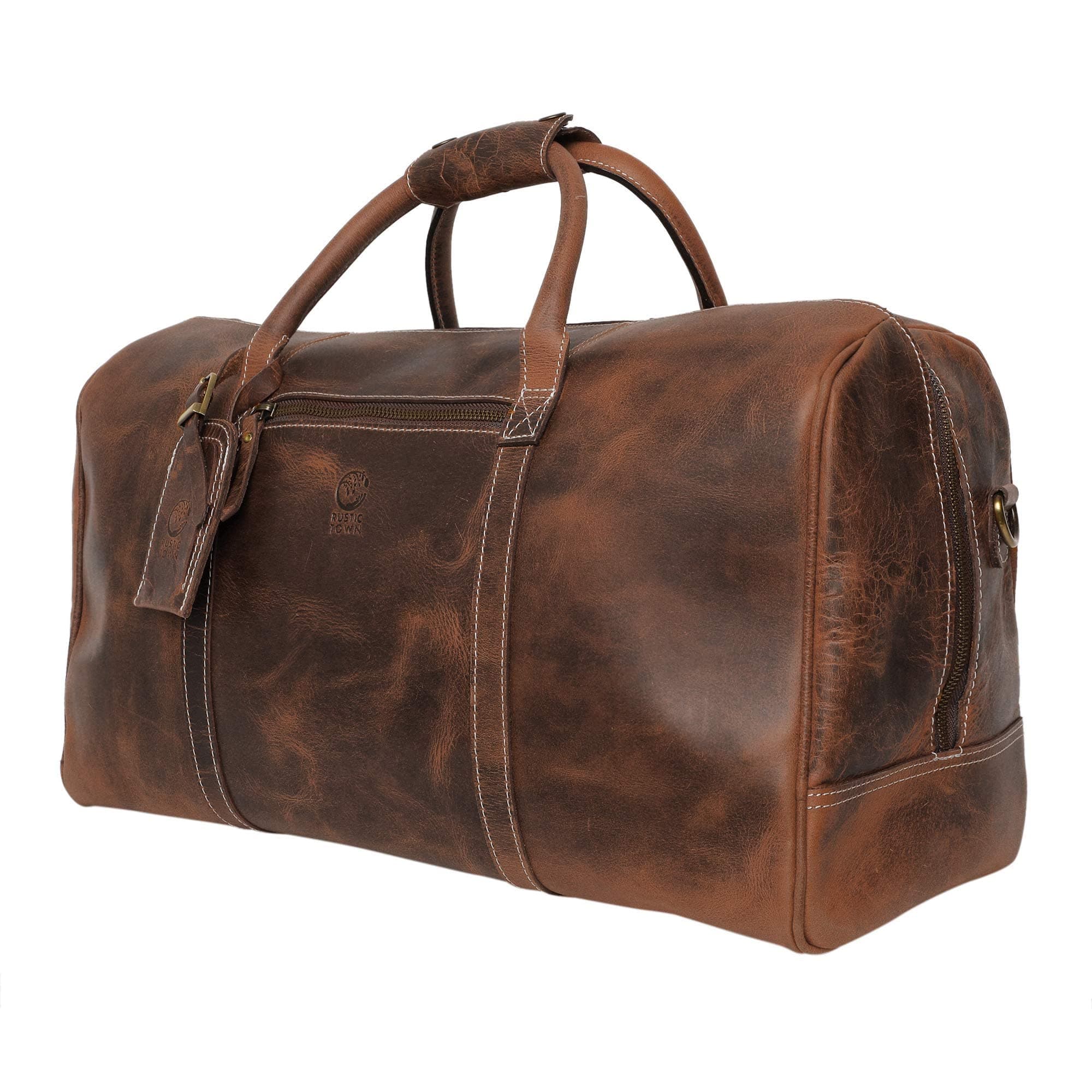 - Handmade Leather Travel Duffel Bag - Airplane Underseat Carry On Bags by Rustic Town