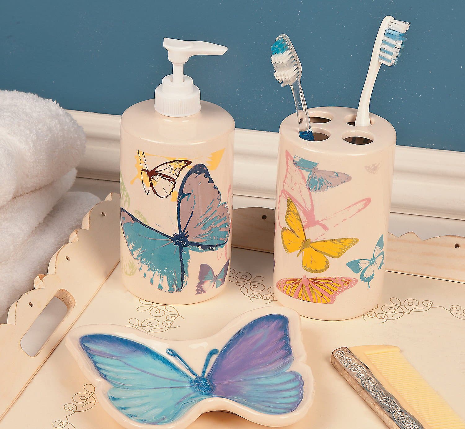Spring Butterfly Bathroom Accessories - Bathroom Decor