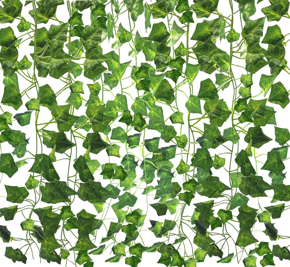 Amerisky Artificial leaves Ivy Garland,12 Strands (84 Ft) Fake Hanging Vine Green Leaves Foliage Plants for Home Garden Wedding Party Room Decoration