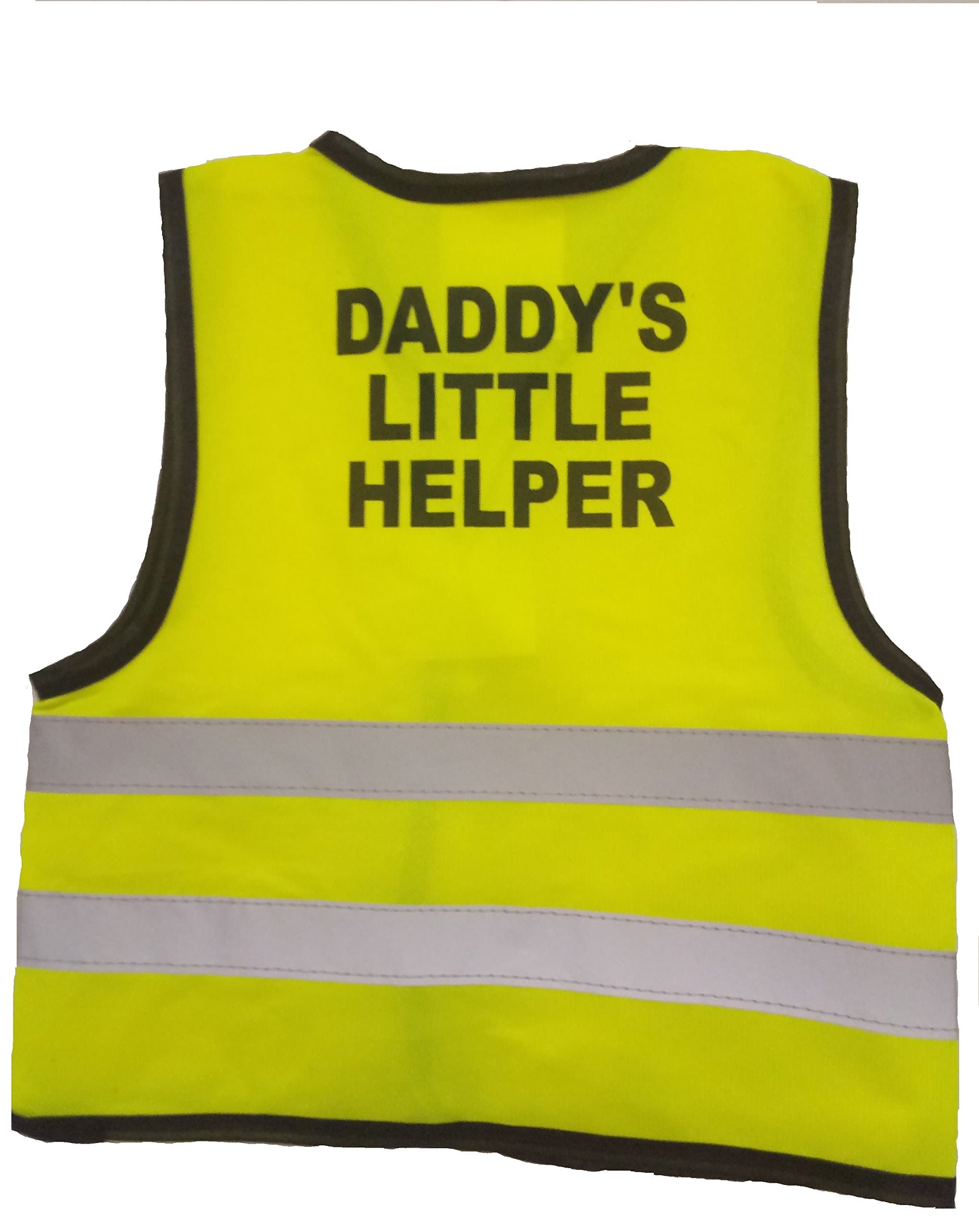 KIDS FANCY DRESS HI-VIZ DADDY MUM LITTLE HELPER SAFETY VEST TOP (Kids 4-6 yrs, Yellow dad)