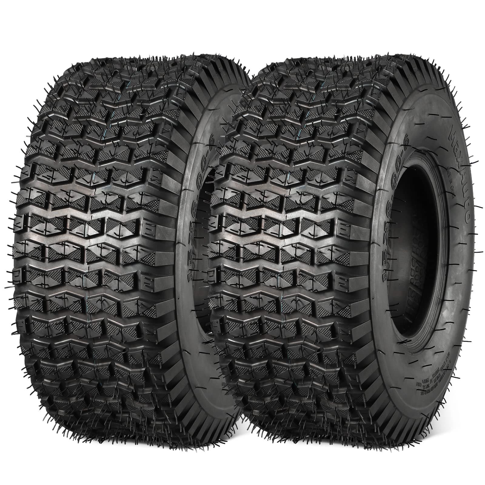 MaxAuto FOX V1 15x6.00-6nhs Lawn Mower Tires, 15x6.00x6 Lawn Tractor Tires, 15-6-6 Golf Cart Tire, Patent Design Riding Mower Tire, 4 Ply Tubeless, 570 lbs Capacity, Set of 2