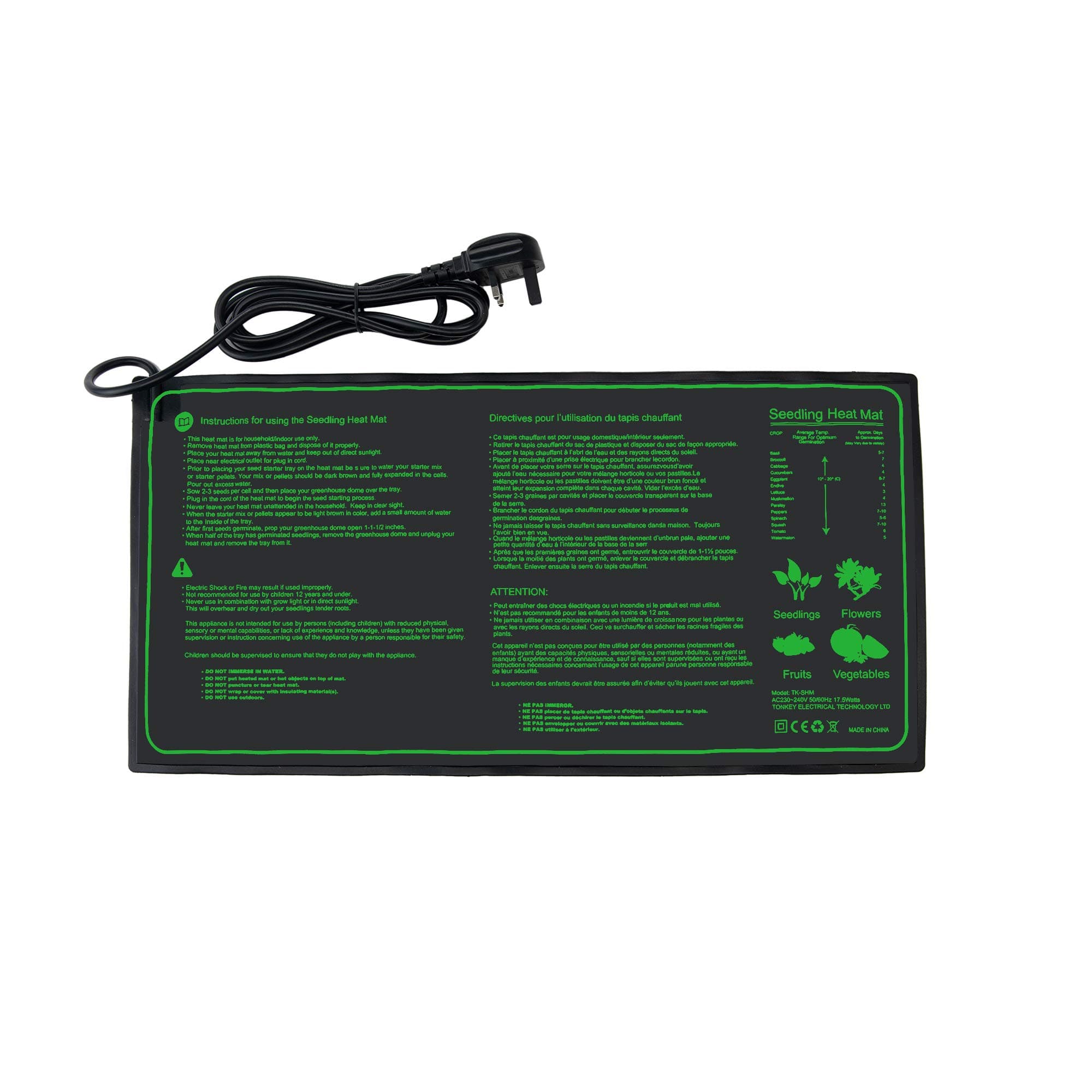 HyindoorSeedling Heat Mat Heated Propagator Durable Waterproof Seedling Heating Pad for Winter Hydroponic Indoor Seedling Germination 10"x 20.75"(25 * 52cm)