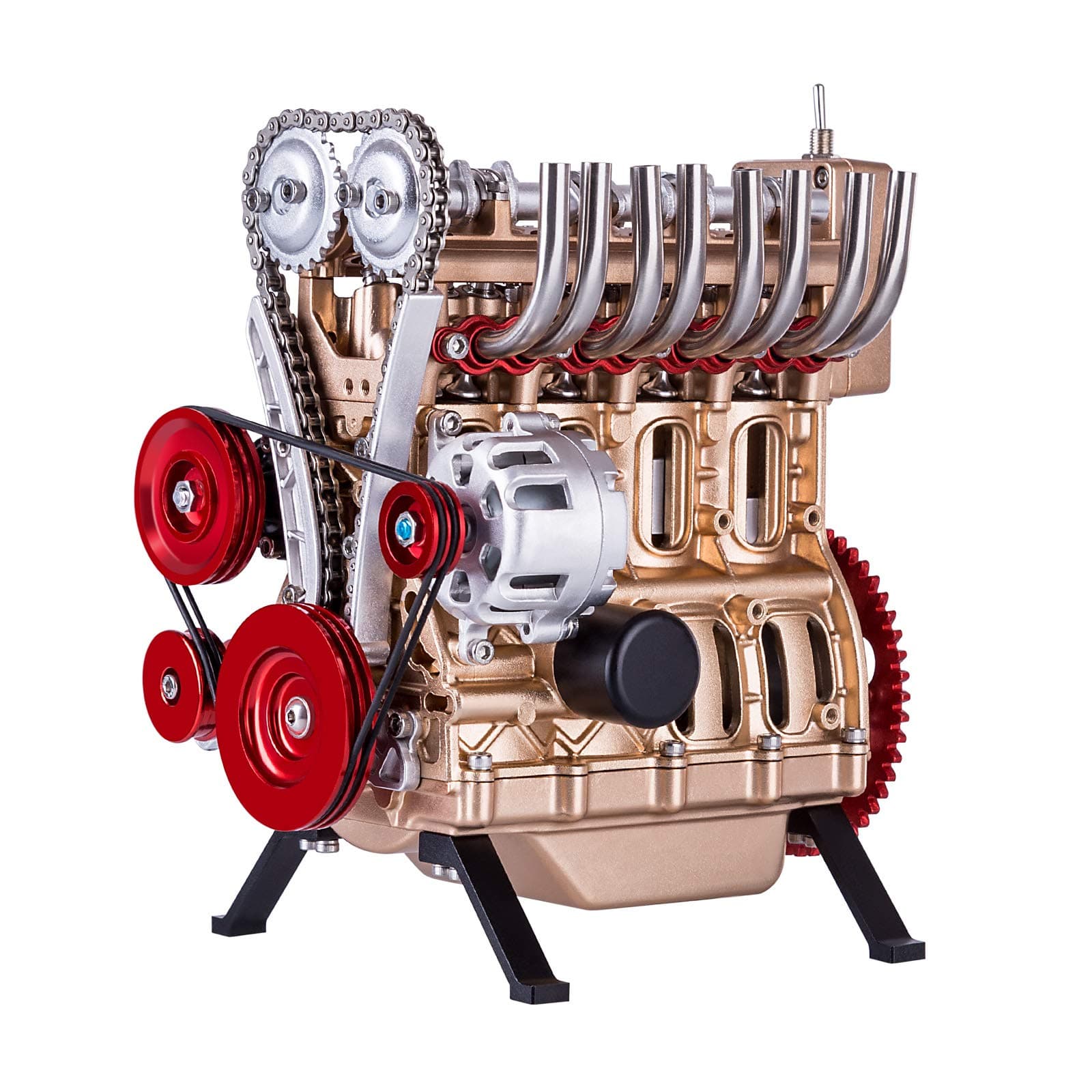 Mecotecn 4-Cylinder Engine Model, 364Pcs V4 Car Engine Model Kit Assemble Stirling Motor for Technology Enthusiast und Adults