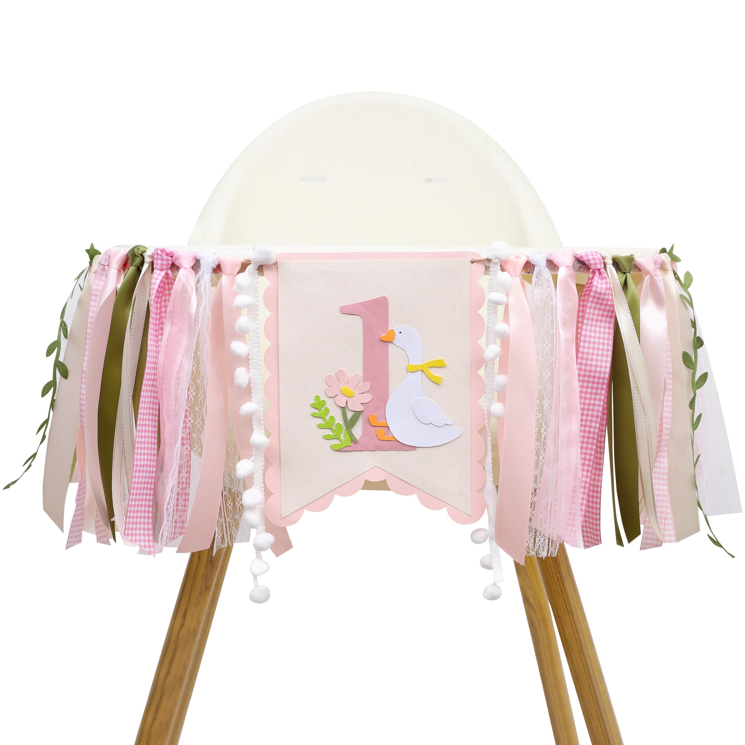 LINLULU One Silly Goose High Chair Banner for Girls - Silly Goose 1st Birthday Decorations for Girls, Pink Goose First Birthday Banner, Pink One Highchair Banner, Cake Smash Props