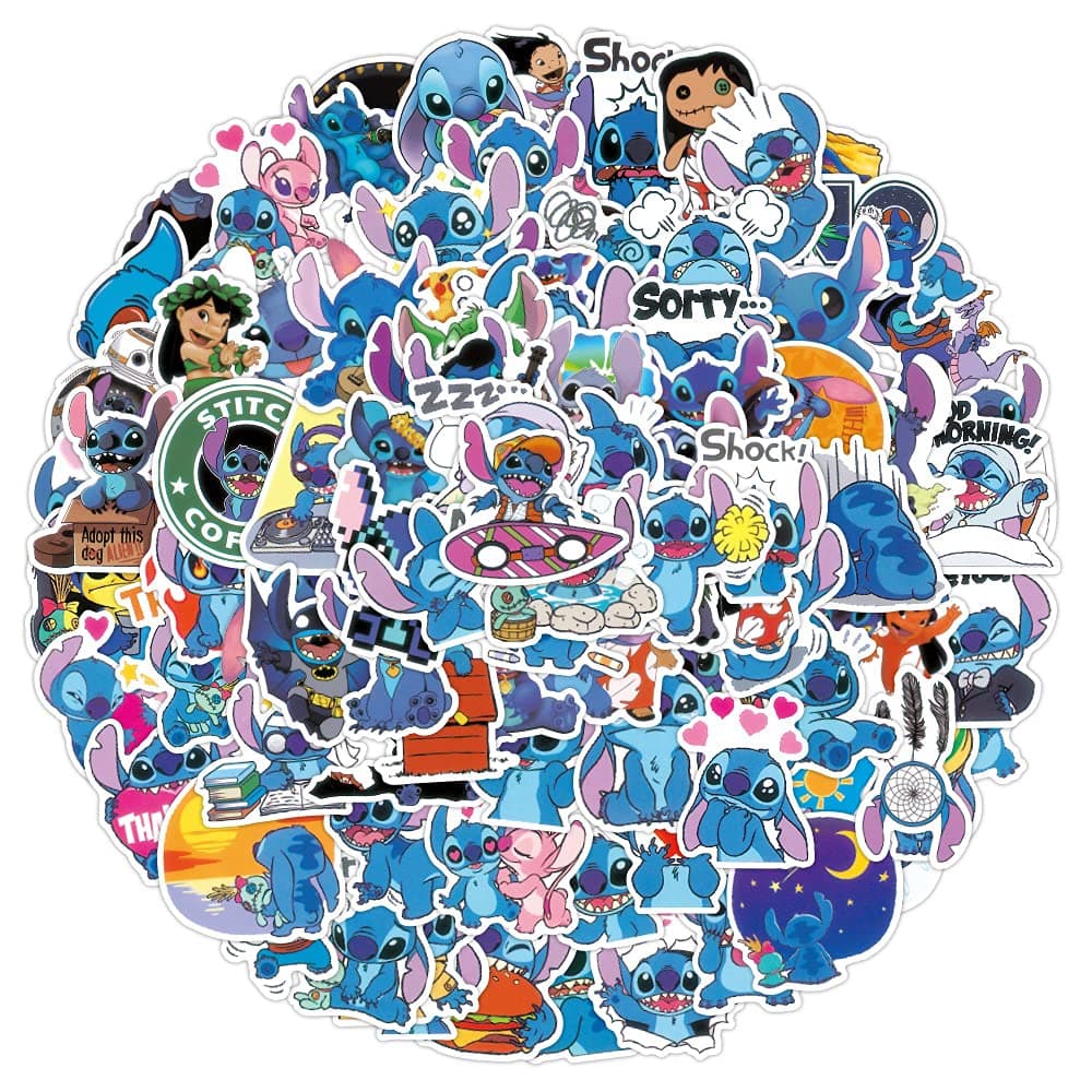 Lilo & Stitch Stickers Pack, 100PCs, Cartoon Vinyl Waterproof Decals for Water Bottle, Laptop, PC, Case, Car, Notebook, Skateboard, Journal, Aesthetic Stickers as Gifts for Kids, Teens, Girls (Lilo