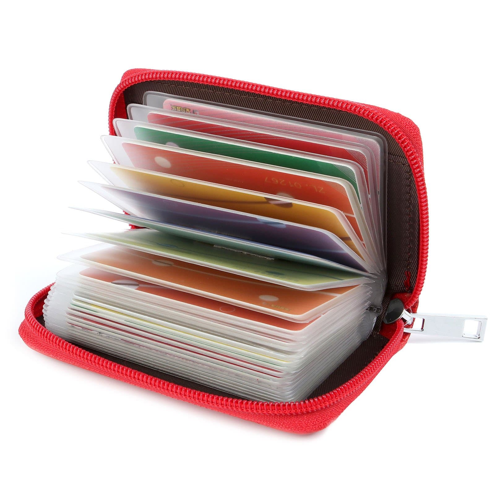 GERIINEER Credit Card Holder Wallets for Women Men Leather 26 Card Slots (Red)