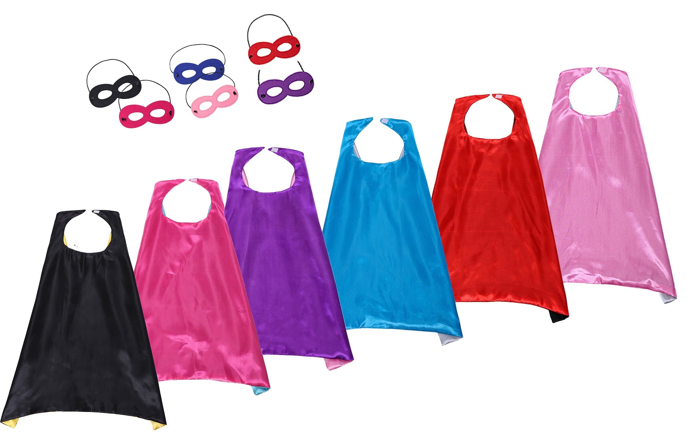 Slipond Kids Capes Dress Up Costumes Double Side Satin Party Capes And Mask 6 Set