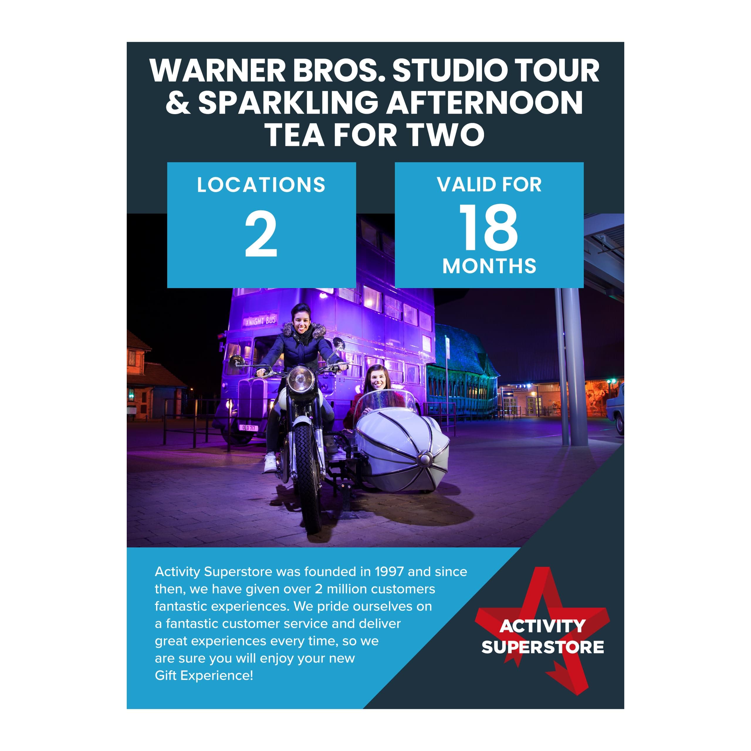 Warner Bros. Studio Tour for Two & Afternoon Tea at Shendish Manor, 18-month Validity, Experience Days, Harry Potter Experience, Afternoon Tea Experience