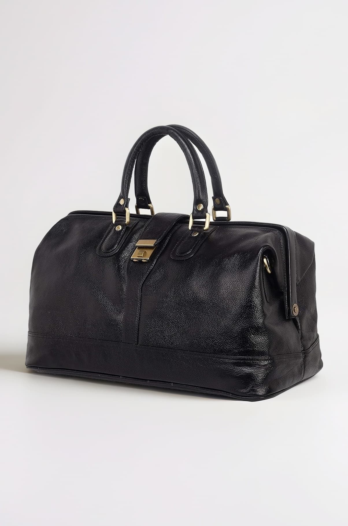 LV Leather Duffle Bags for Travel Bag Cabin Size Leather Duffel | 26 Liters Capacity | Dimensions: L-21 x H- 14.5 x W- 10 Inches DA Leather Villa Duffel Bag (Black)