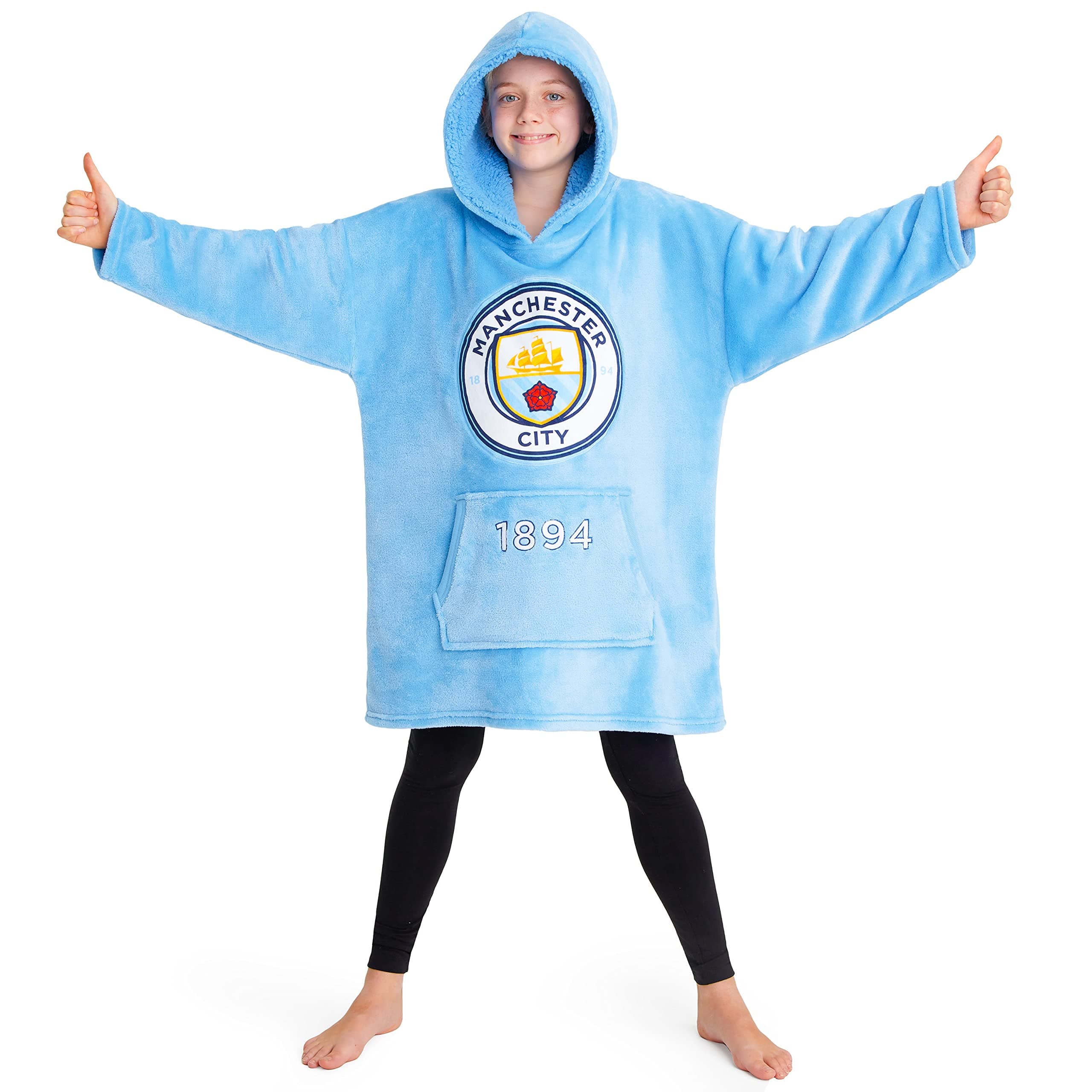 F.C. Hoodie Blanket for Kids Teenagers Cosy Fleece Wearable Blanket Warm Oversized Hoodie Supporters' Gear Football Gifts for Boys