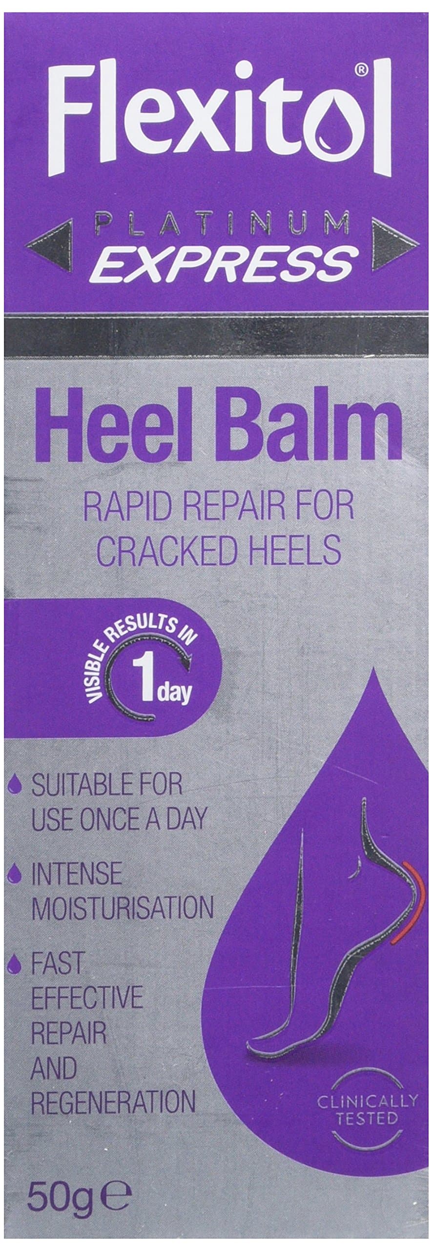 Flexitol Platinum Express Heel Balm 50g, Intense Rapid Repair and Moisturisation for Cracked Heels and Dry Feet