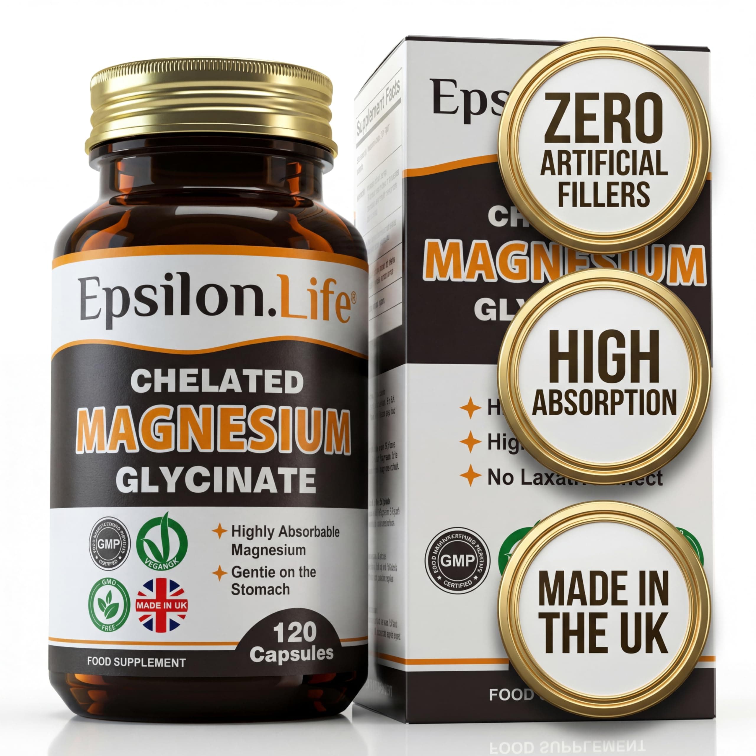 Magnesium Glycinate Supplements - Chelated Magnesium Bisglycinate Supplement - 120 Easy to Take Vegan Capsules - 500mg Unbuffered Magnesium-Glycinate per Capsule - UK-Made