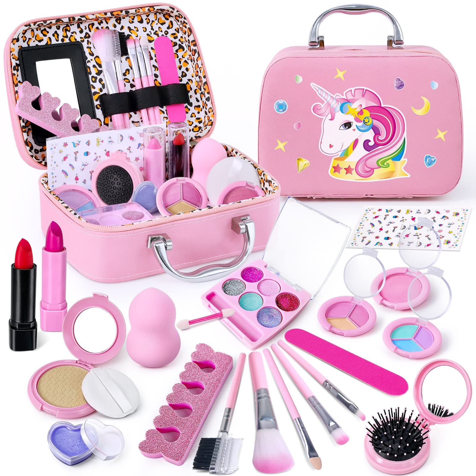 Heyzeibo Kids Makeup Kit for Girls, Washable Make up Set for Toddler Kid Children Princess Christmas Birthday Gifts Toys for 3 4 5 6 7 8 9 10 11 12 Year Old